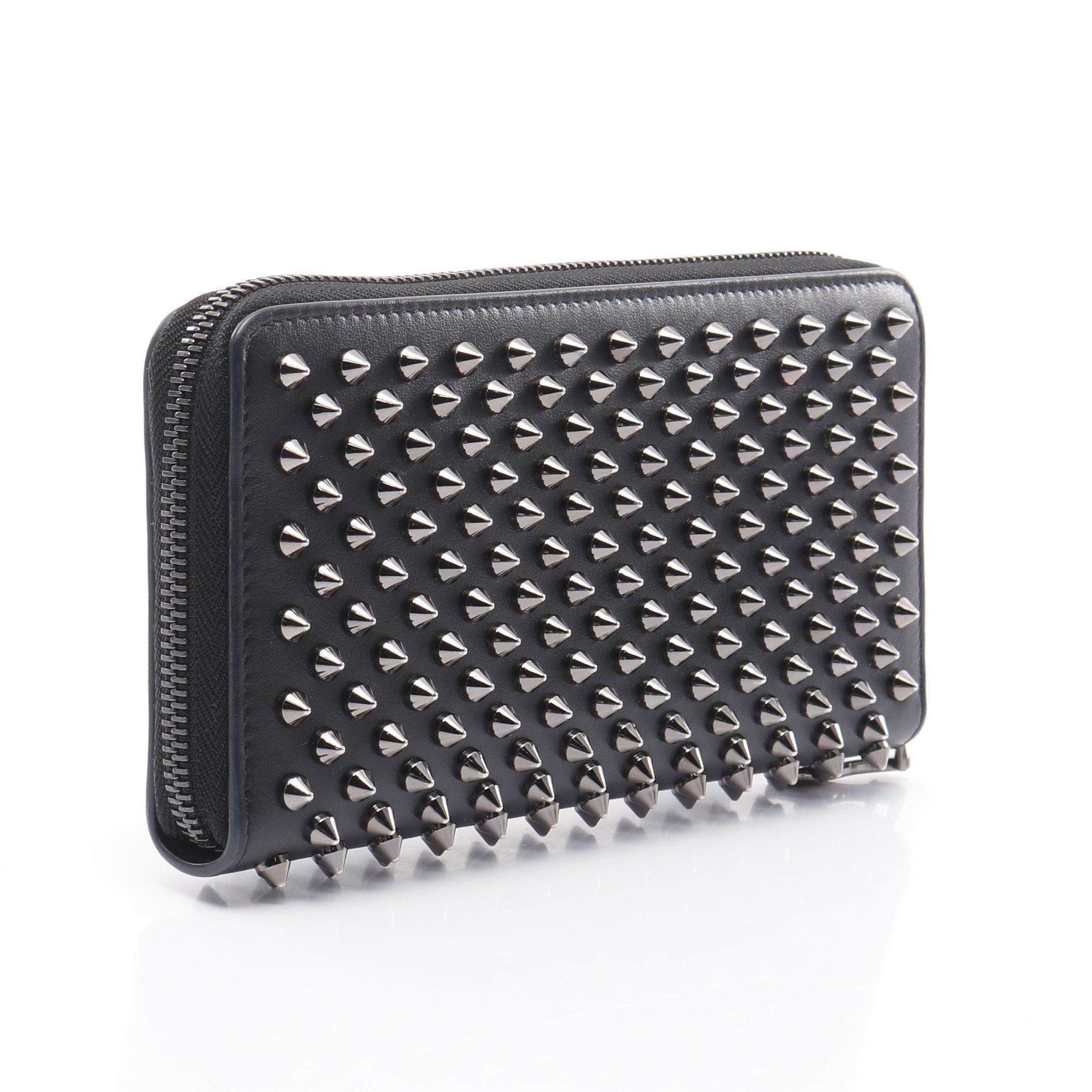 Christian Louboutin Christian Louboutin Panettone Round Zipper Long Wallet Leather Black Spike Studs Size ONE SIZE - 2 Thumbnail