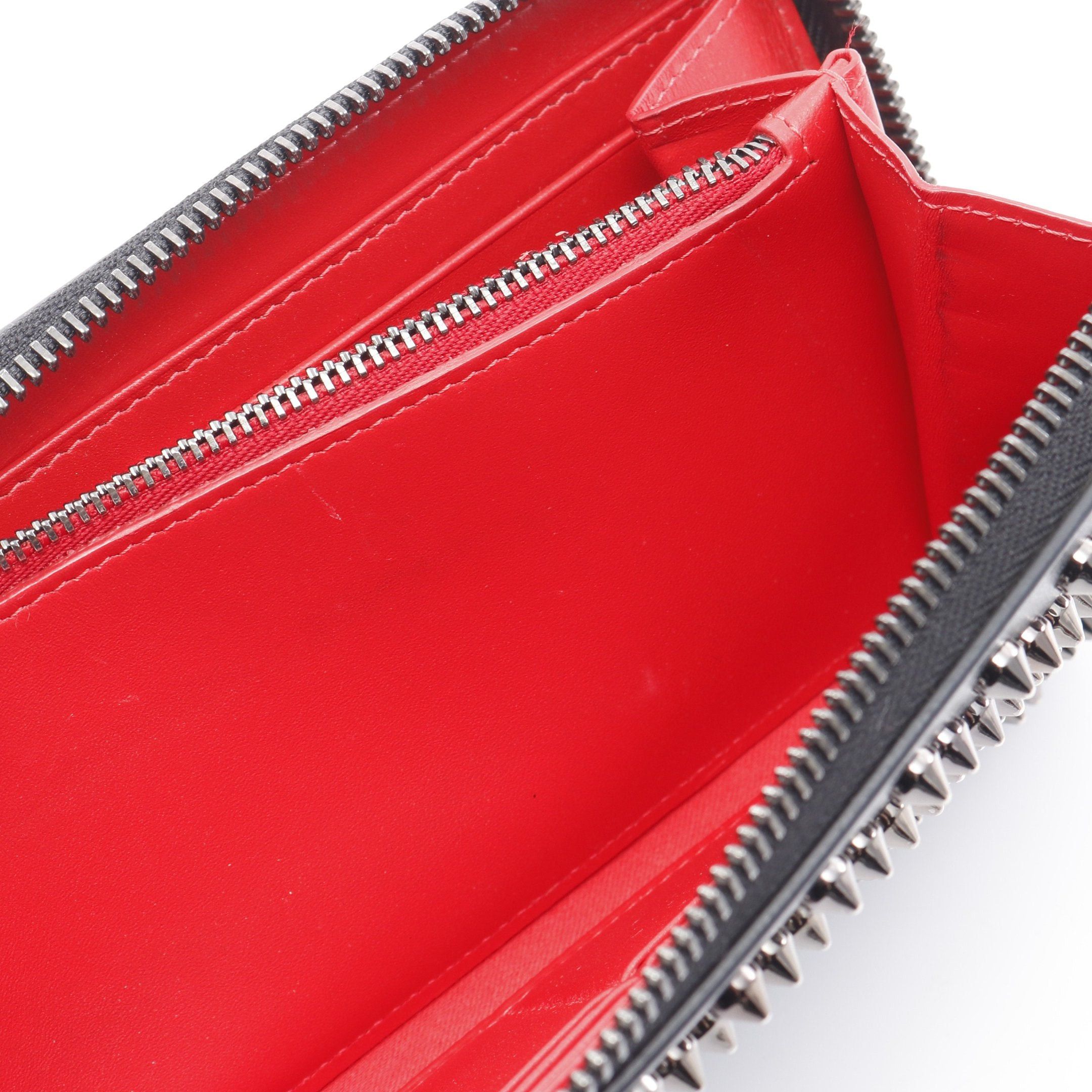 Christian Louboutin Christian Louboutin Panettone Round Zipper Long Wallet Leather Black Spike Studs Size ONE SIZE - 8 Thumbnail