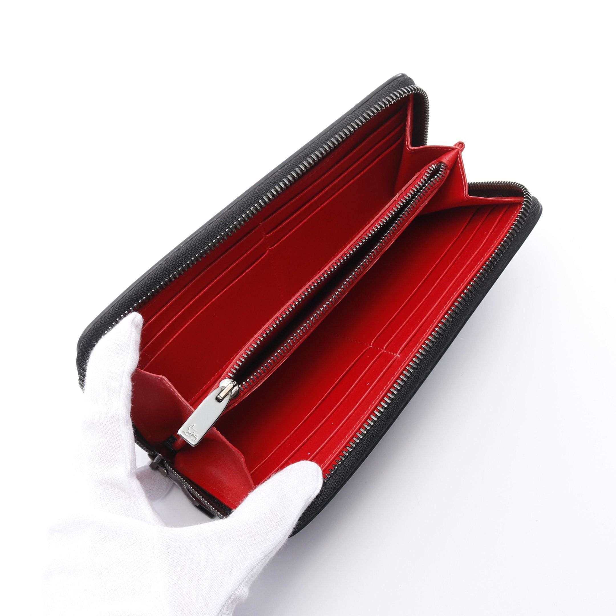 Christian Louboutin Christian Louboutin Panettone Round Zipper Long Wallet Leather Black Spike Studs Size ONE SIZE - 3 Thumbnail