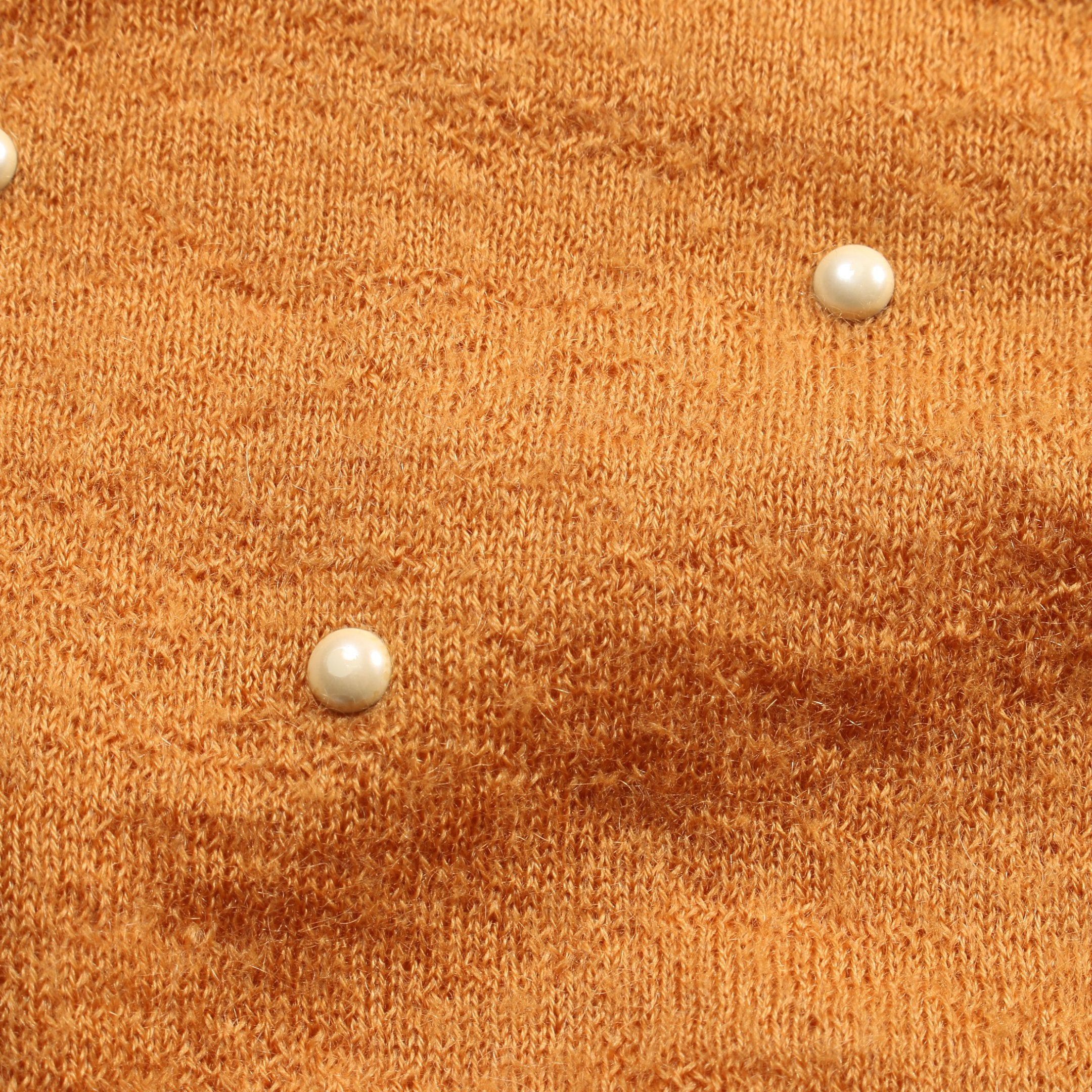 Chanel Chanel With Pearl Sweater Knit Crew Neck Mohair Cashmere Orange 14B Size ONE SIZE - 9 Thumbnail