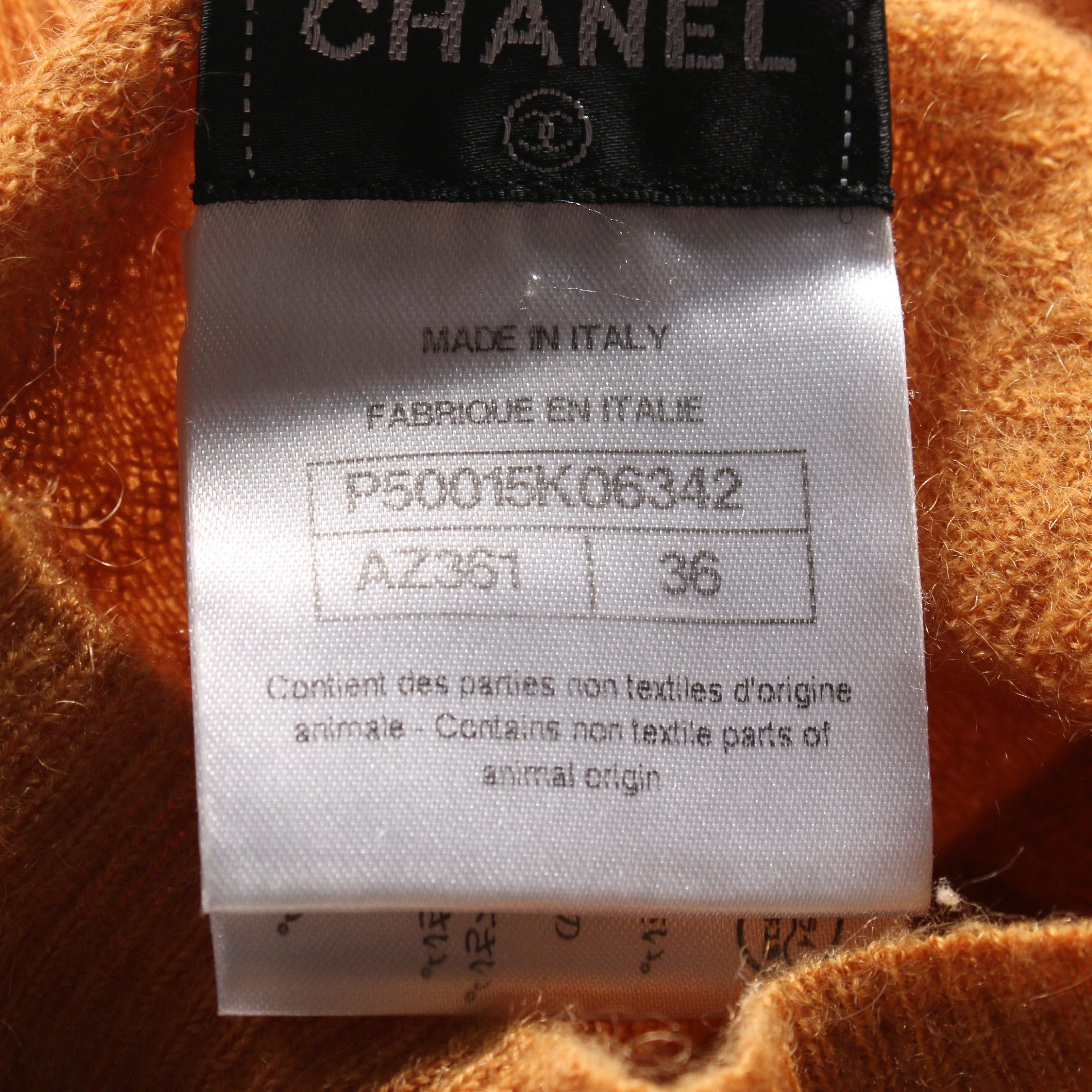 Chanel Chanel With Pearl Sweater Knit Crew Neck Mohair Cashmere Orange 14B Size ONE SIZE - 4 Thumbnail