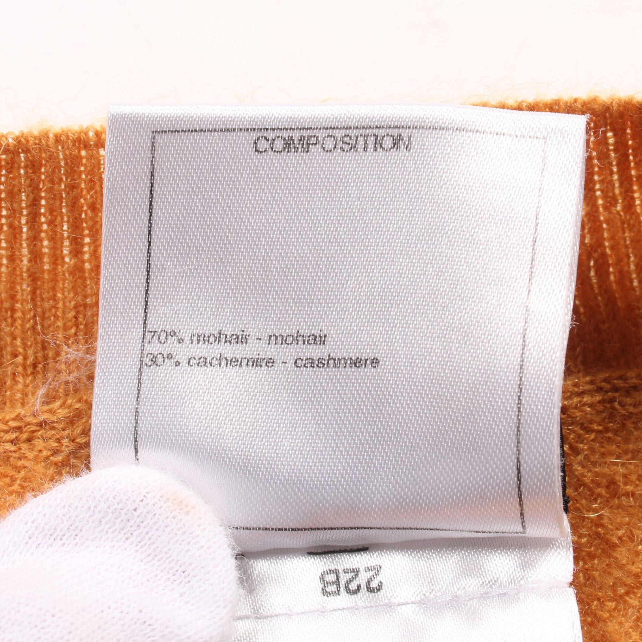 Chanel Chanel With Pearl Sweater Knit Crew Neck Mohair Cashmere Orange 14B Size ONE SIZE - 5 Thumbnail