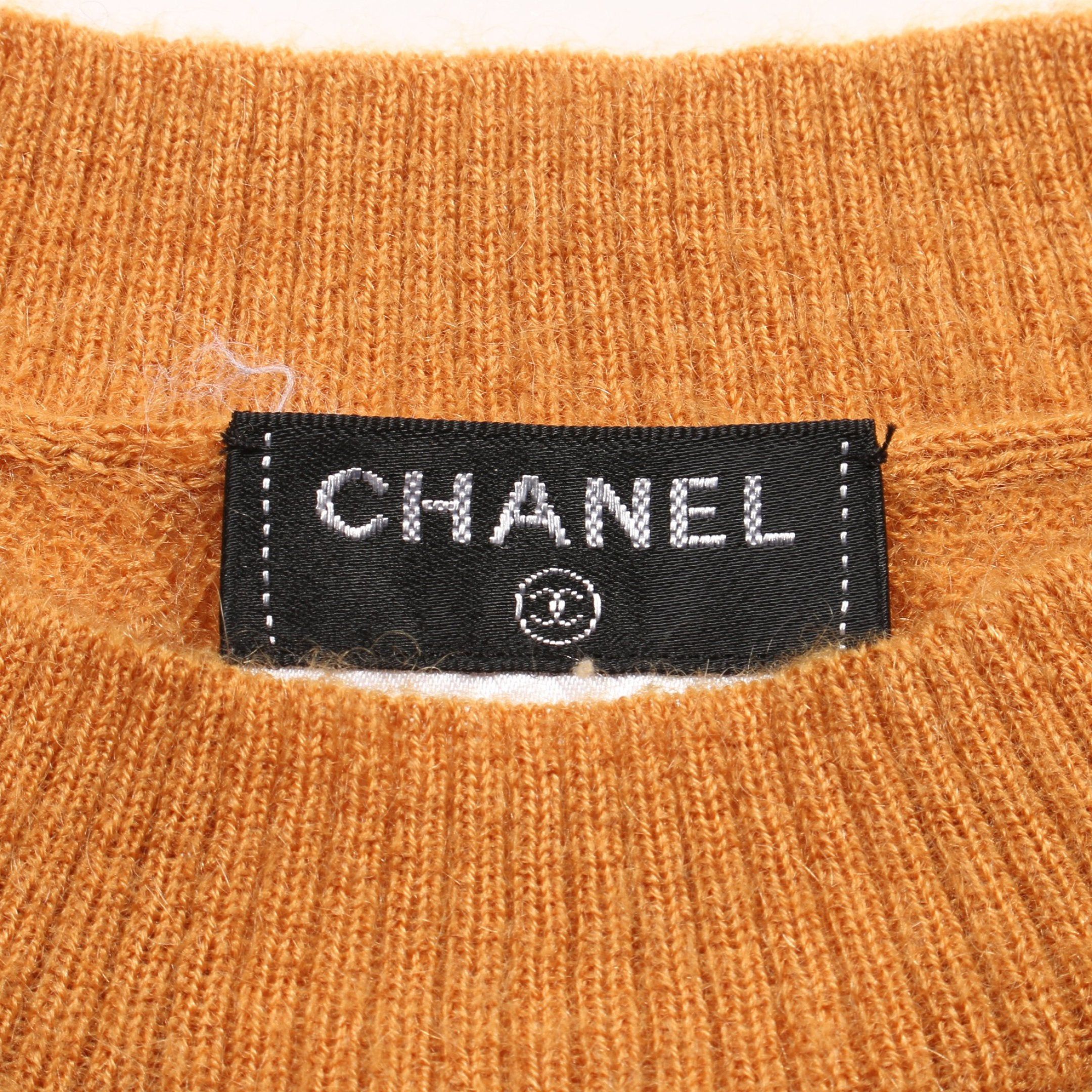 Chanel Chanel With Pearl Sweater Knit Crew Neck Mohair Cashmere Orange 14B Size ONE SIZE - 3 Thumbnail