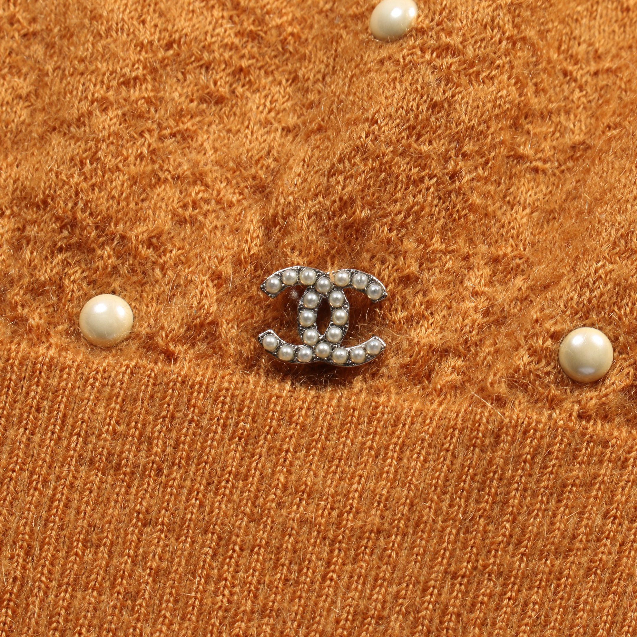 Chanel Chanel With Pearl Sweater Knit Crew Neck Mohair Cashmere Orange 14B Size ONE SIZE - 11 Thumbnail