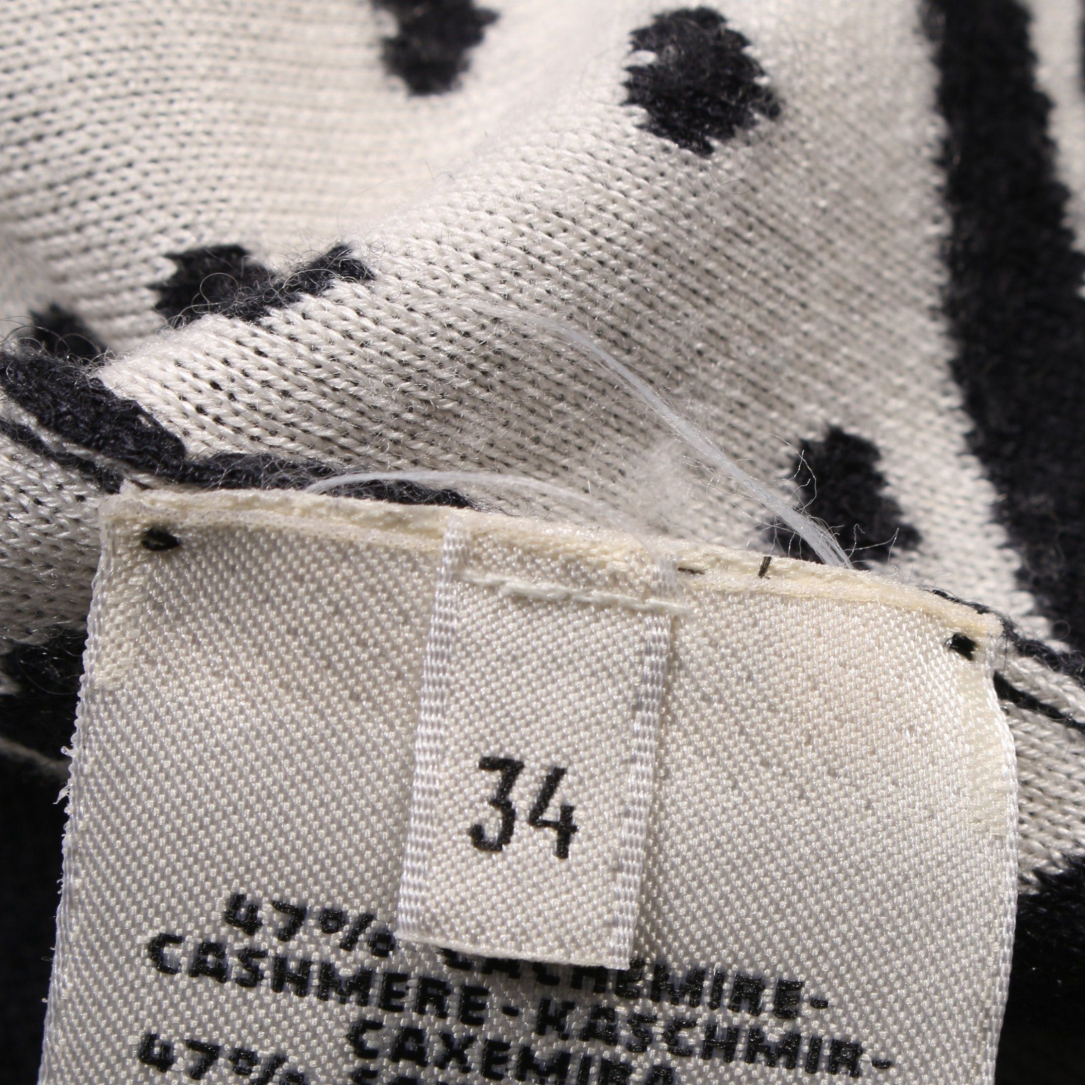 Hermes Hermes Brides De Gala Cardigan Crew Neck Heart Cashmere Silk Black Off White Size ONE SIZE - 6 Thumbnail