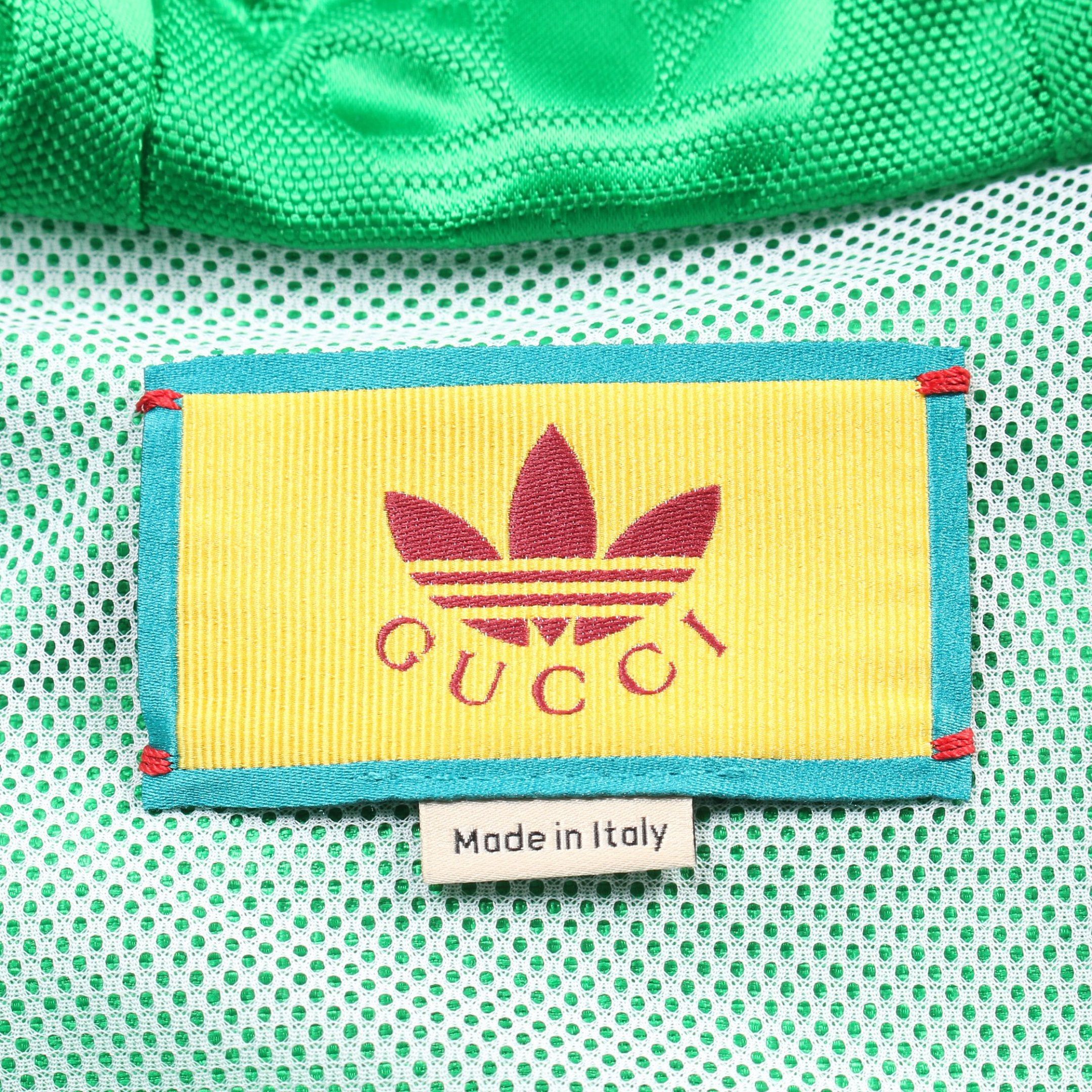 Gucci Gucci Gucci * Adidas Nylon Jacket Logo Pattern Green Hooded Size ONE SIZE - 3 Thumbnail