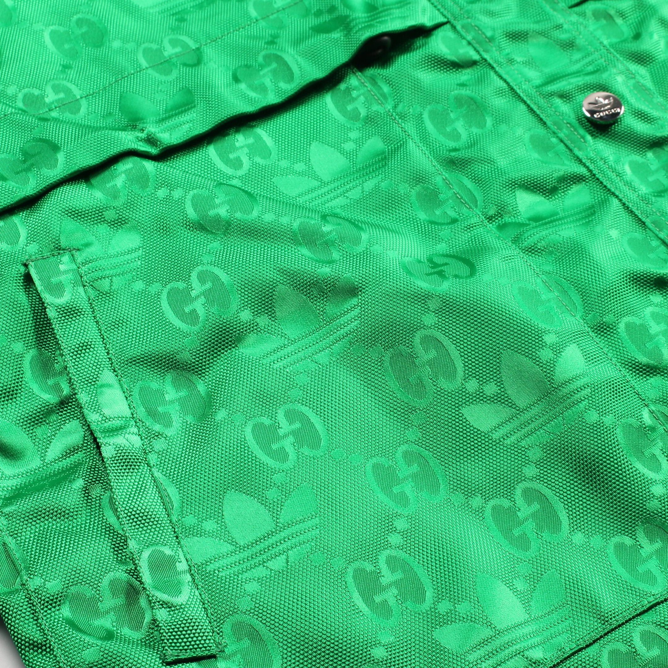 Gucci Gucci Gucci * Adidas Nylon Jacket Logo Pattern Green Hooded Size ONE SIZE - 11 Thumbnail
