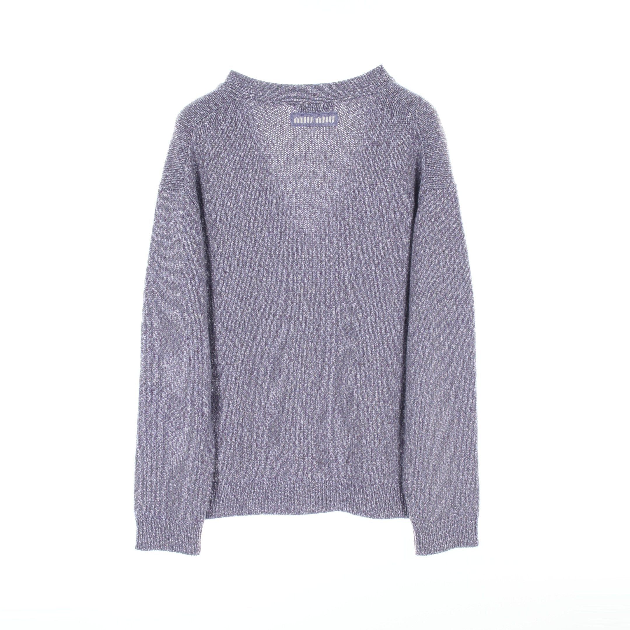 Miu Miu Miu Miu Cardigan Cashmere Wool Purple Gray Size ONE SIZE - 2 Thumbnail