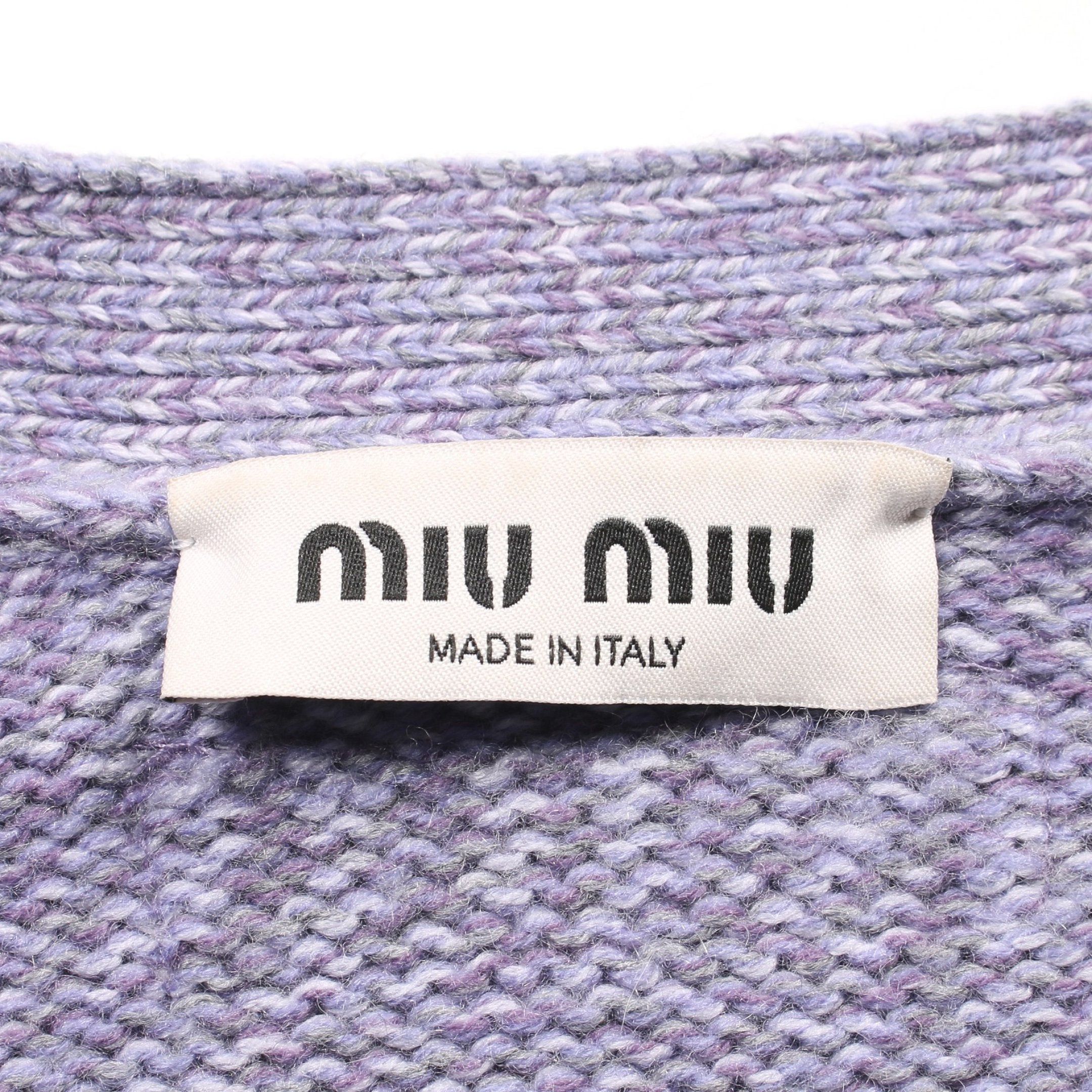 Miu Miu Miu Miu Cardigan Cashmere Wool Purple Gray Size ONE SIZE - 3 Thumbnail