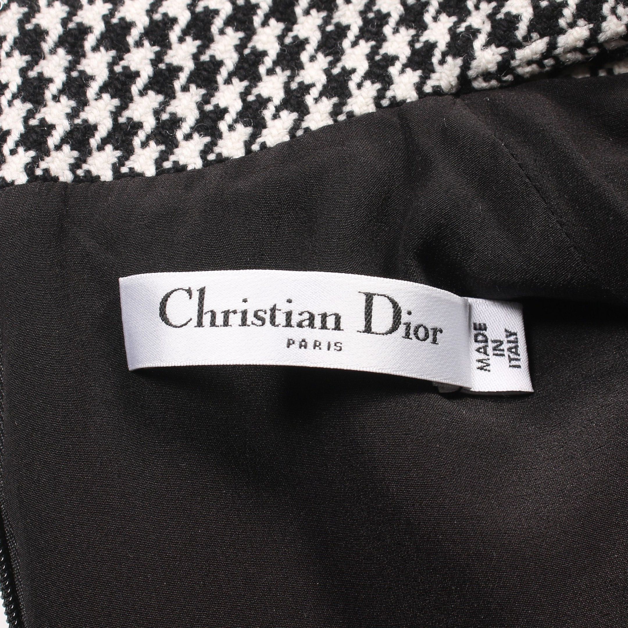 Dior Dior Bee Embroidery One Piece High Neck No Sleeve Houndstooth Wool Nylon White Black Size ONE SIZE - 3 Thumbnail