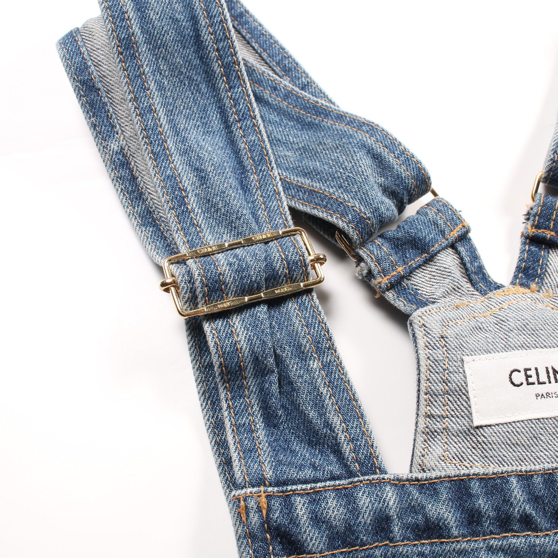 Celine Celine Triomphe One Piece Denim Indigo Blue Damage Processing Size ONE SIZE - 6 Thumbnail