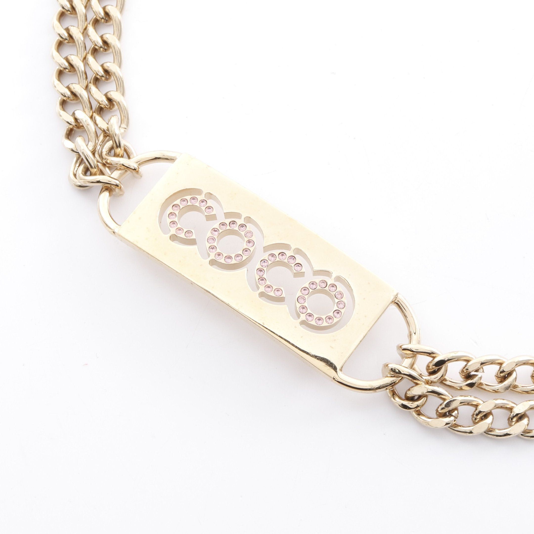 Chanel Chanel Coco Chain Belt Gp Rhinestone Gold Pink 02P Size ONE SIZE - 2 Thumbnail