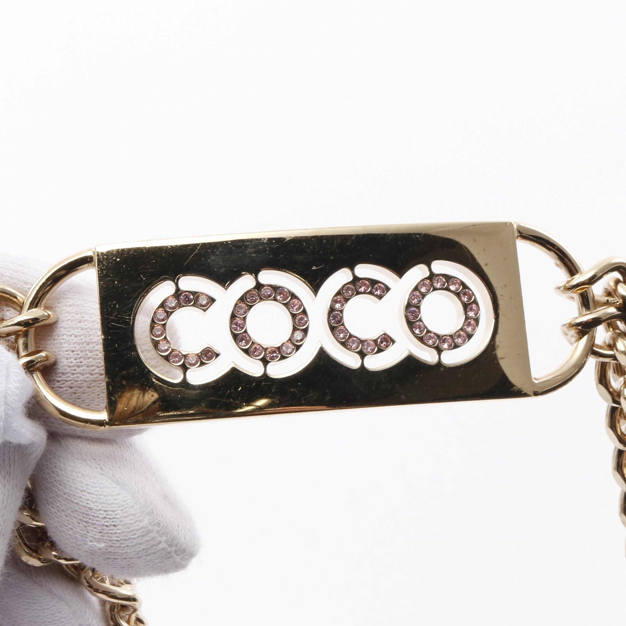 Chanel Chanel Coco Chain Belt Gp Rhinestone Gold Pink 02P Size ONE SIZE - 6 Thumbnail