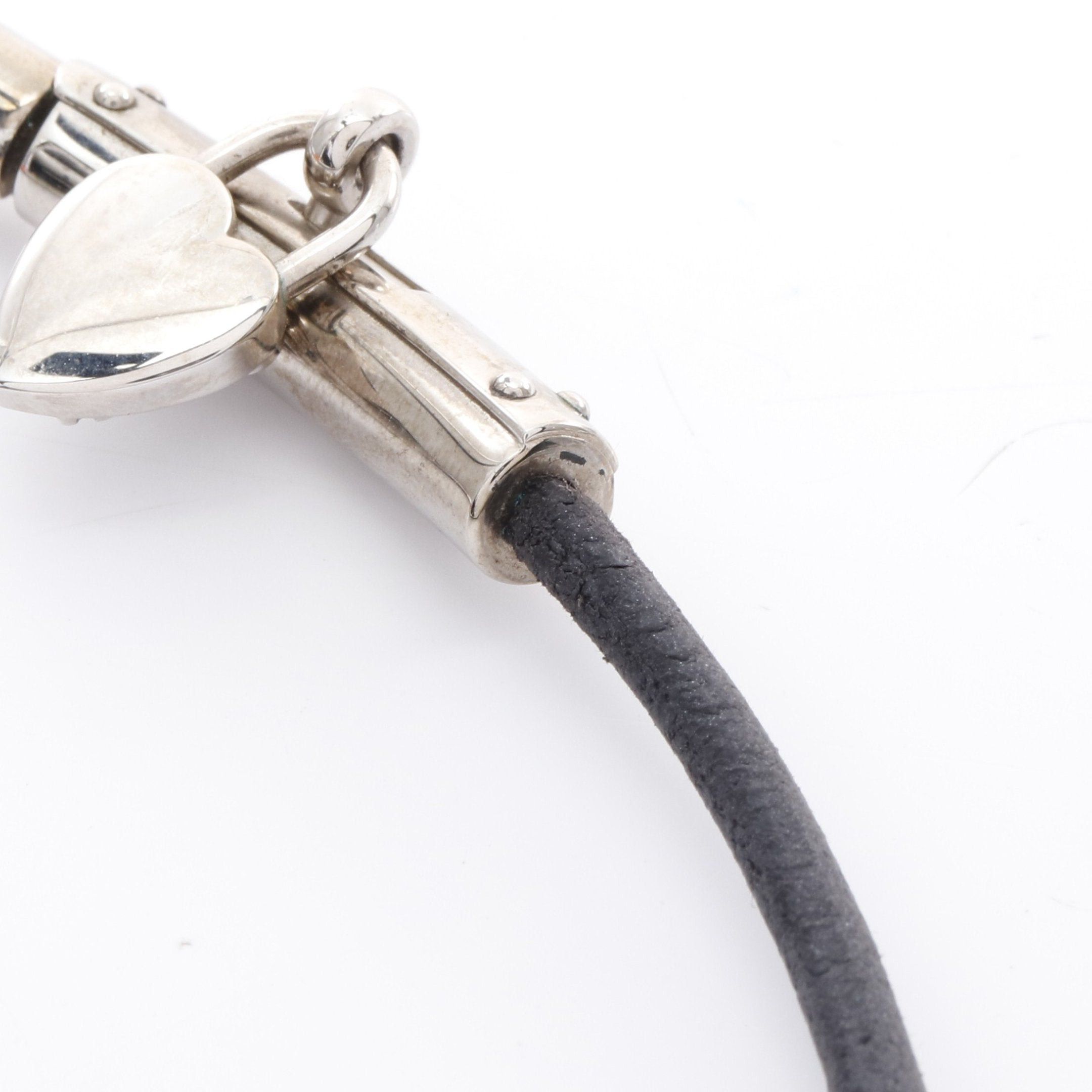 Hermes Hermes Viviride Fantasy Heart Padlock Choker Necklace Leather Silver Black Size ONE SIZE - 6 Thumbnail