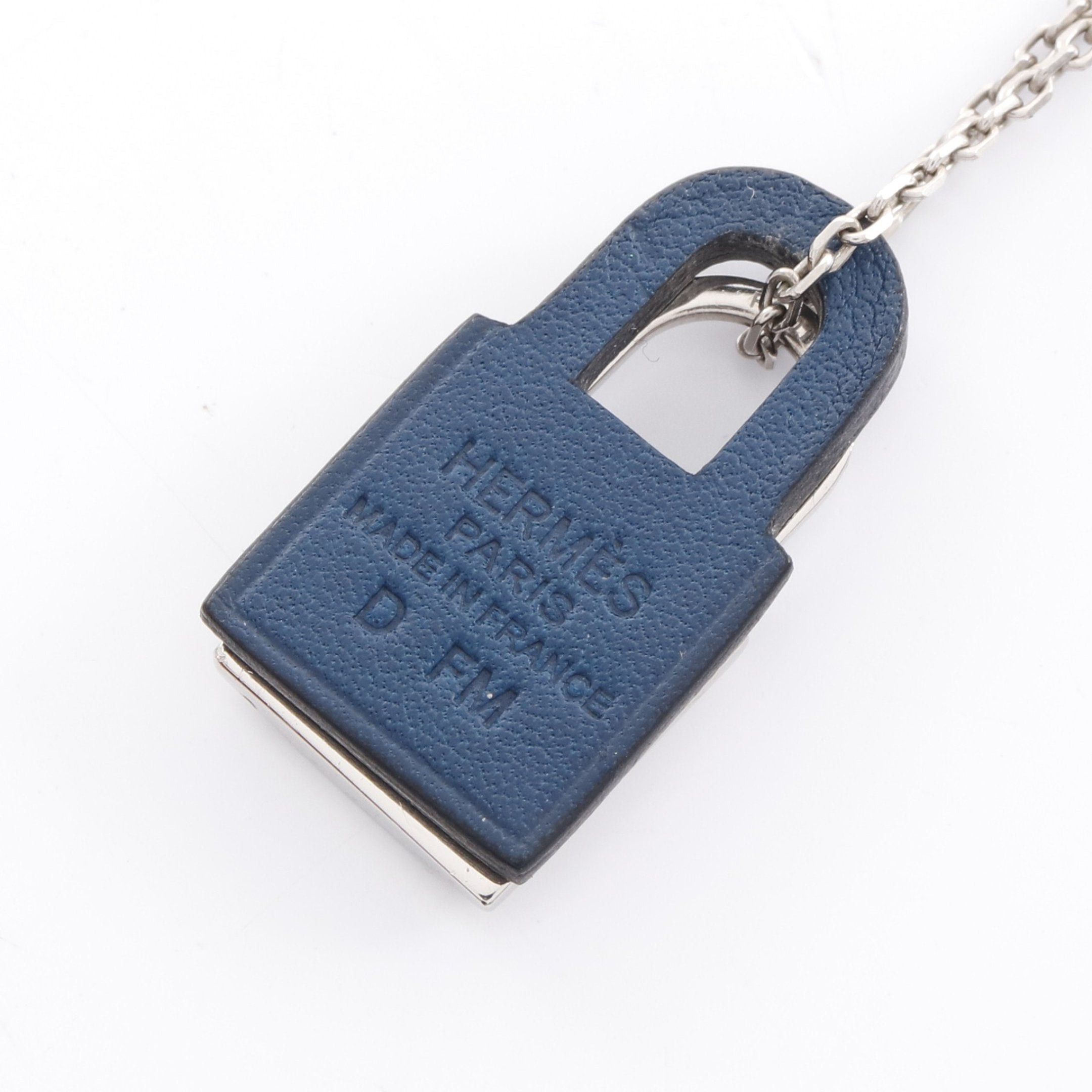 Hermes Hermes Okelley Necklace Veau Swift Silver Navy D Stamp Size ONE SIZE - 2 Thumbnail