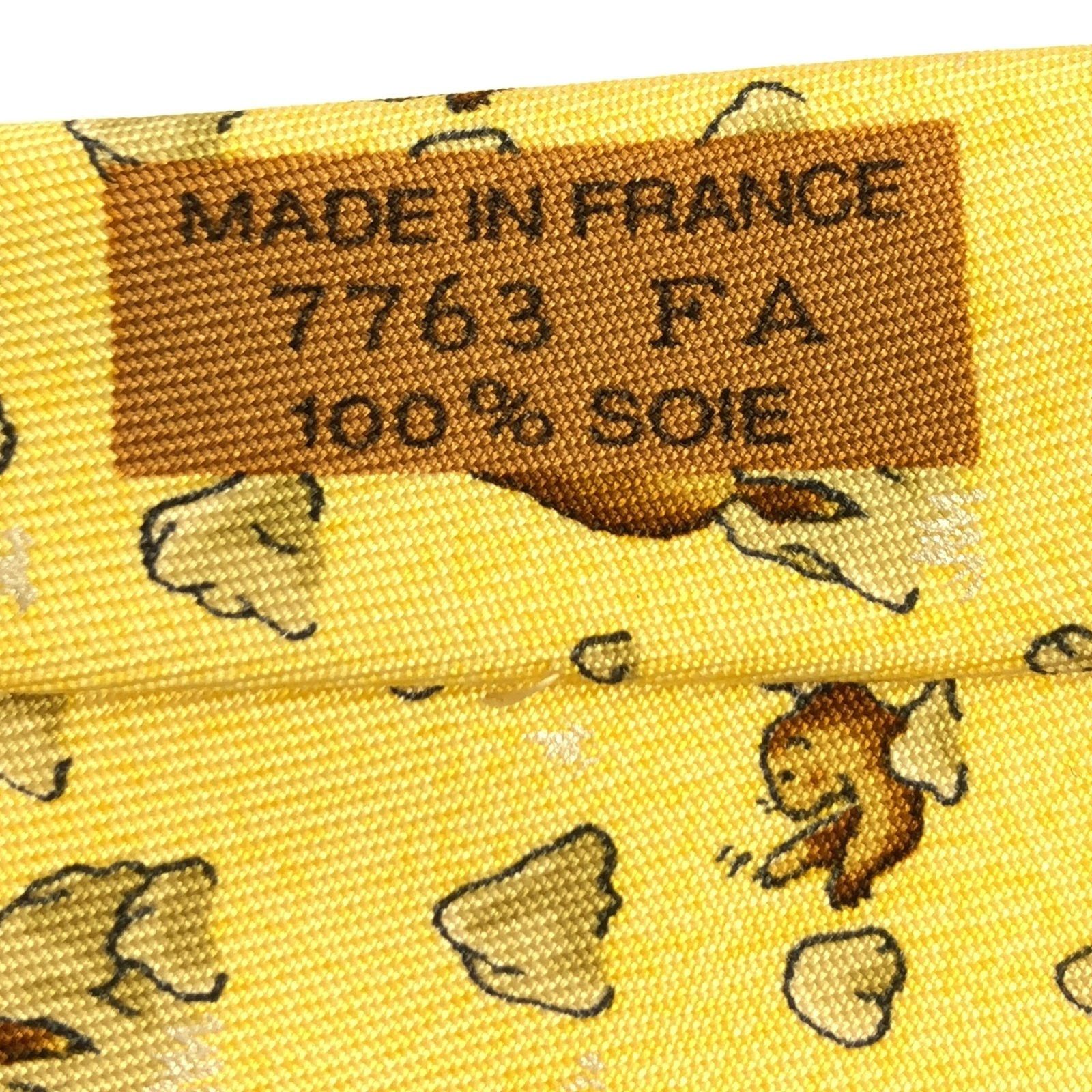 Hermes Hermes Tie Silk Yellow Size ONE SIZE - 6 Thumbnail