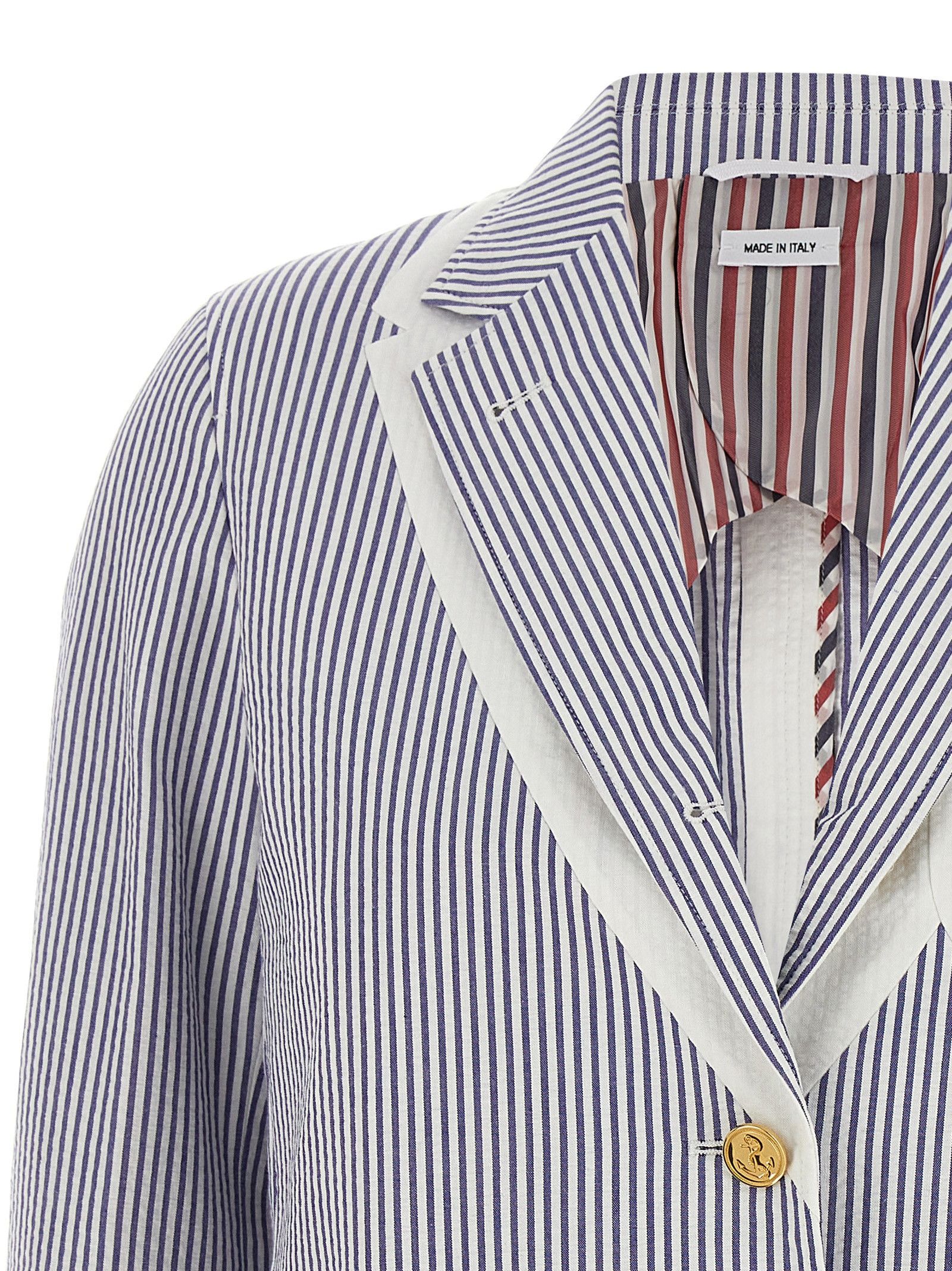 Thom Browne Single-Breasted Seersucker Blazer Size S / US 4 / IT 40 - 3 Thumbnail