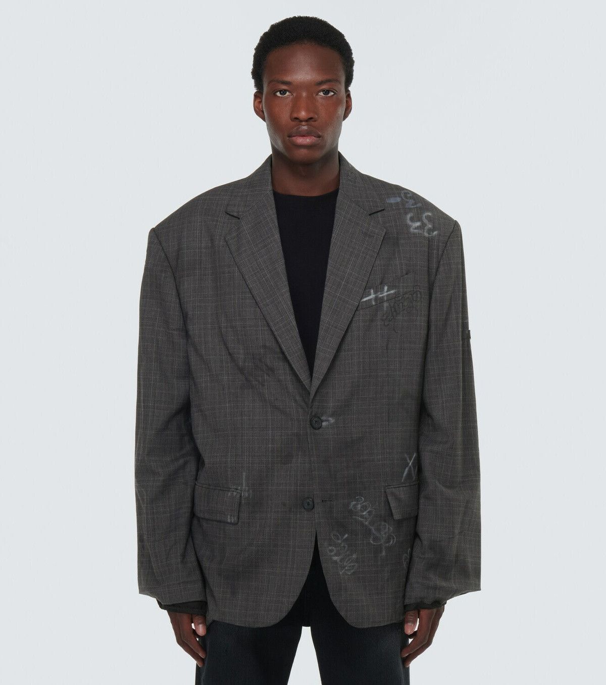 Balenciaga Graffiti Skater Tailored Jacket in Grey/Black Size US S / EU 44-46 / 1 - 4 Thumbnail