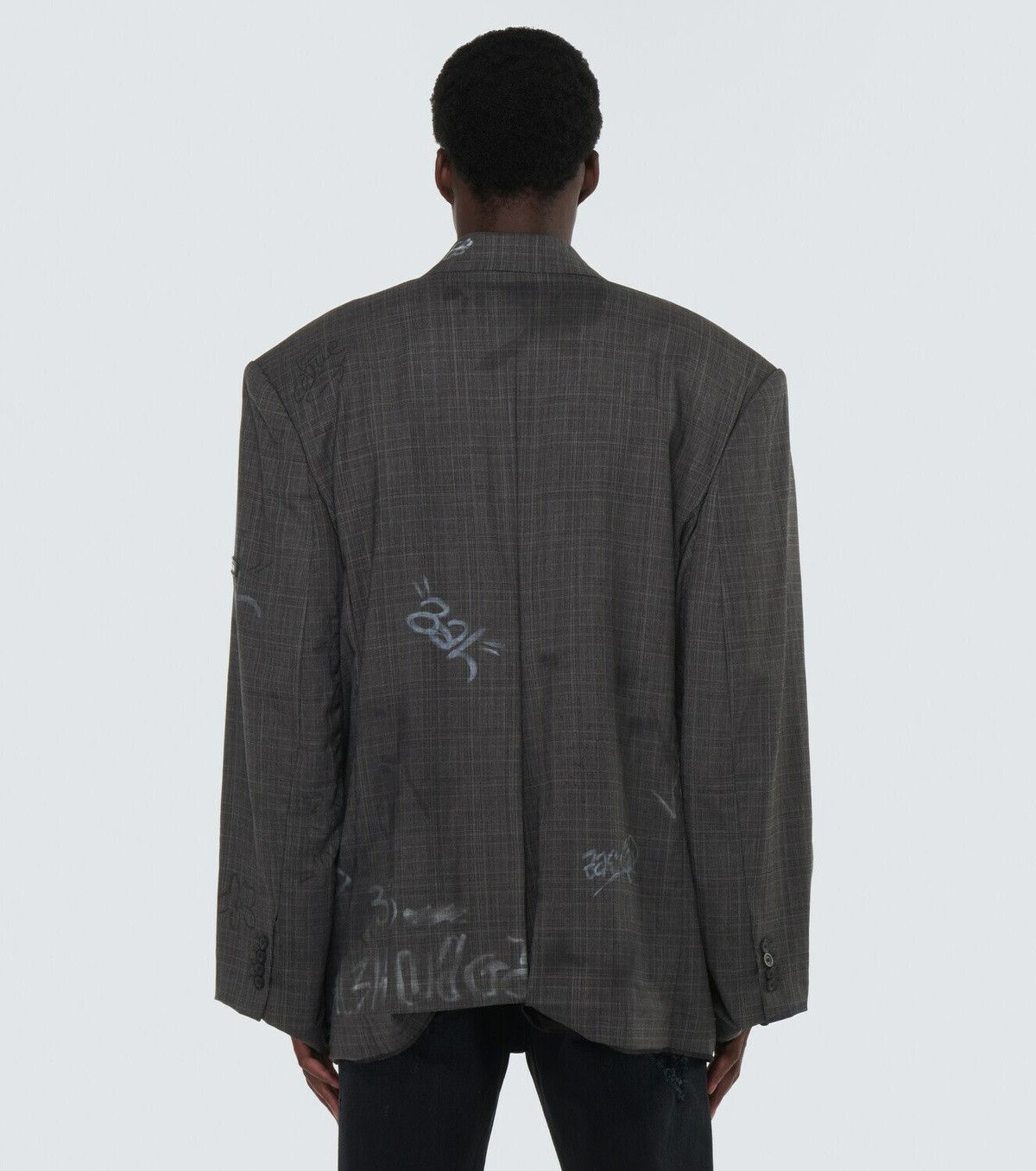 Balenciaga Graffiti Skater Tailored Jacket in Grey/Black Size US S / EU 44-46 / 1 - 2 Thumbnail