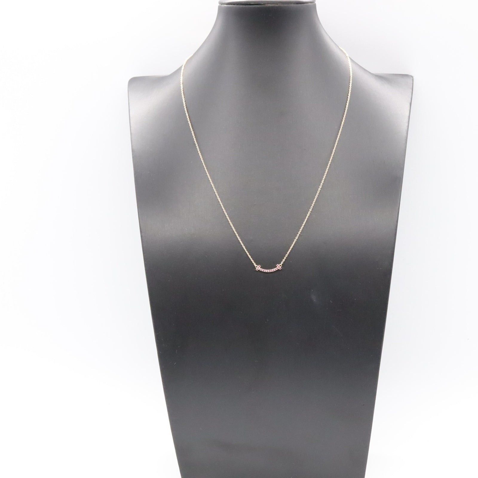Tiffany & Co. Tiffany Co T-Smile Mini Necklace Pink Sapphire K18Pg (Pink Gold) Size ONE SIZE - 6 Thumbnail