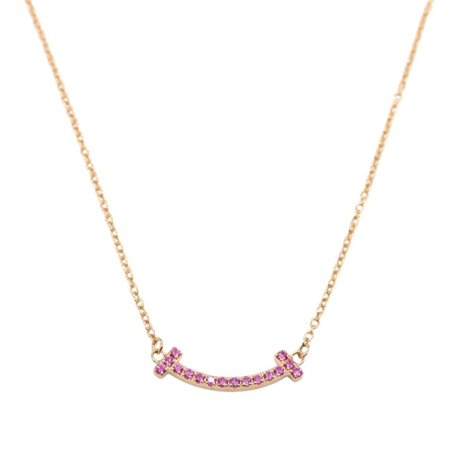 Tiffany & Co. Tiffany Co T-Smile Mini Necklace Pink Sapphire K18Pg (Pink Gold) Size ONE SIZE - 2 Thumbnail