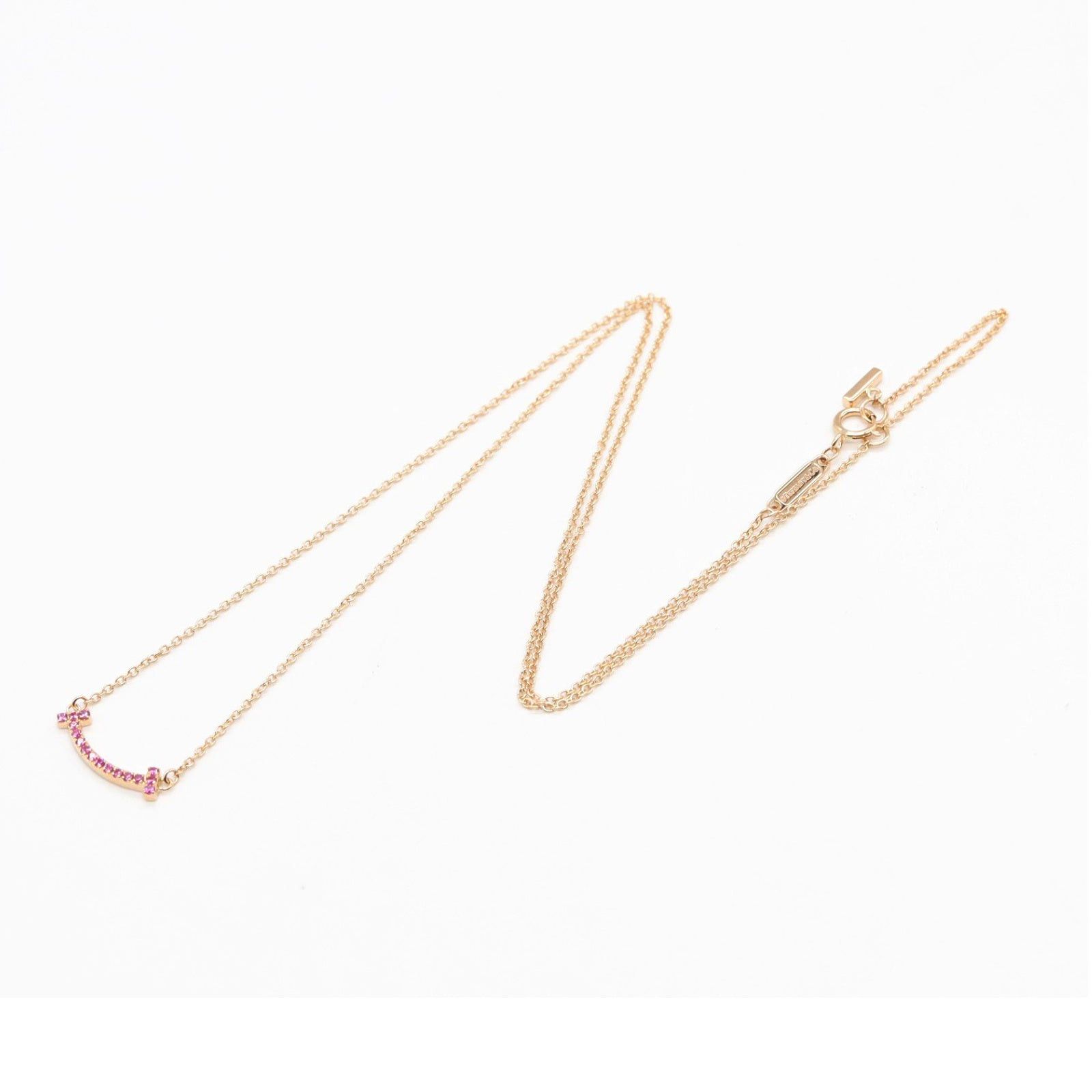 Tiffany & Co. Tiffany Co T-Smile Mini Necklace Pink Sapphire K18Pg (Pink Gold) Size ONE SIZE - 3 Thumbnail