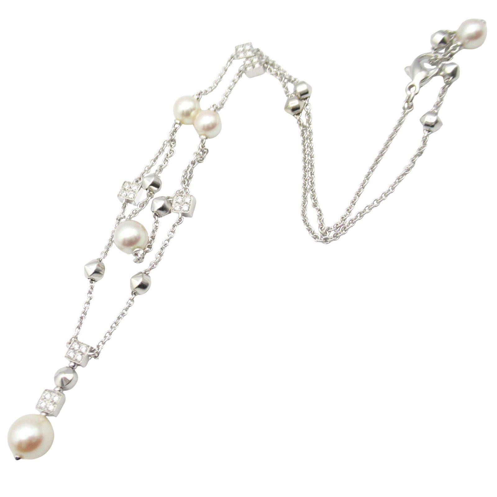 Bvlgari Bvlgari Lucia Drop Diamond Pearl Necklace K18Wg (White Gold) White Clear Size ONE SIZE - 3 Thumbnail
