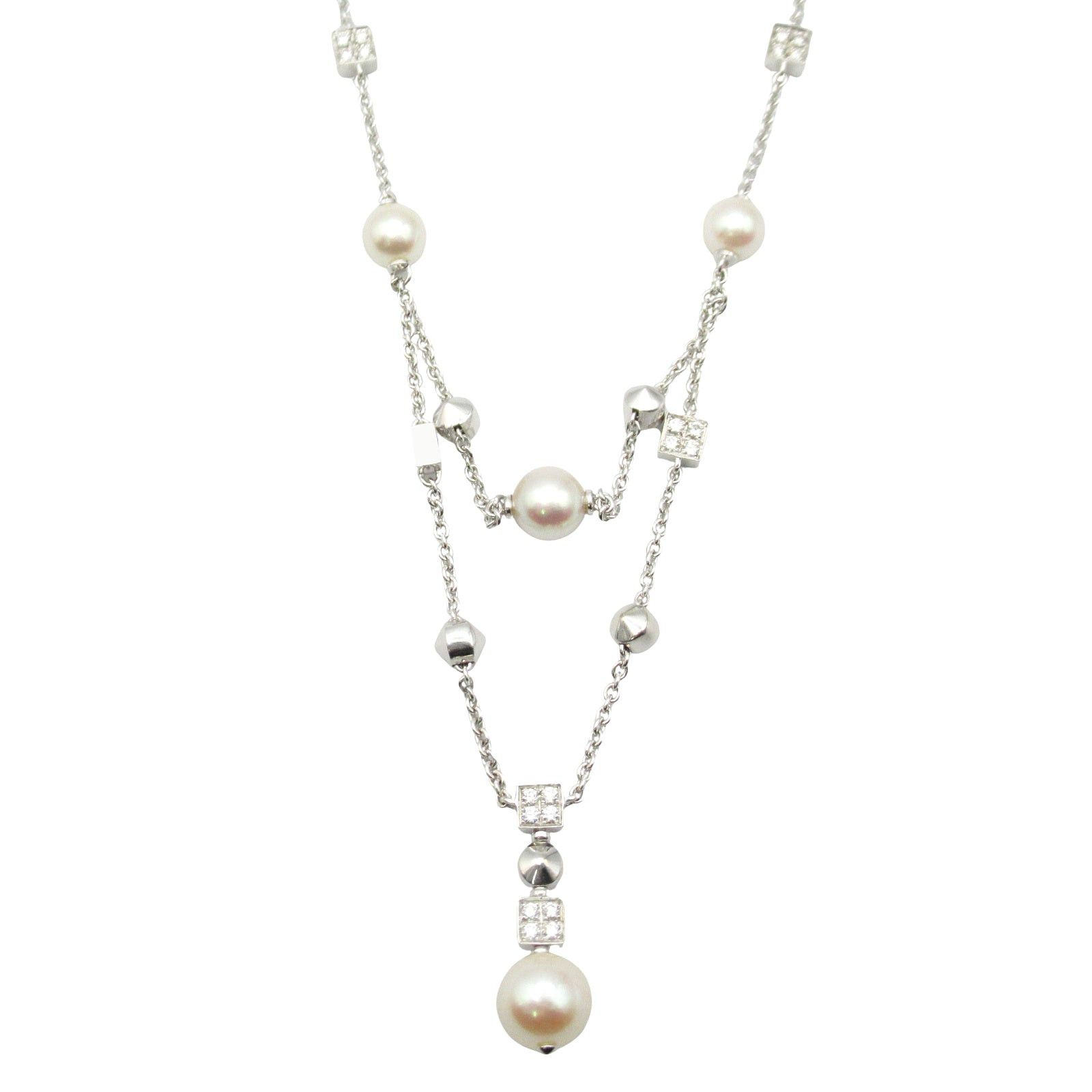 Bvlgari Bvlgari Lucia Drop Diamond Pearl Necklace K18Wg (White Gold) White Clear Size ONE SIZE - 2 Thumbnail