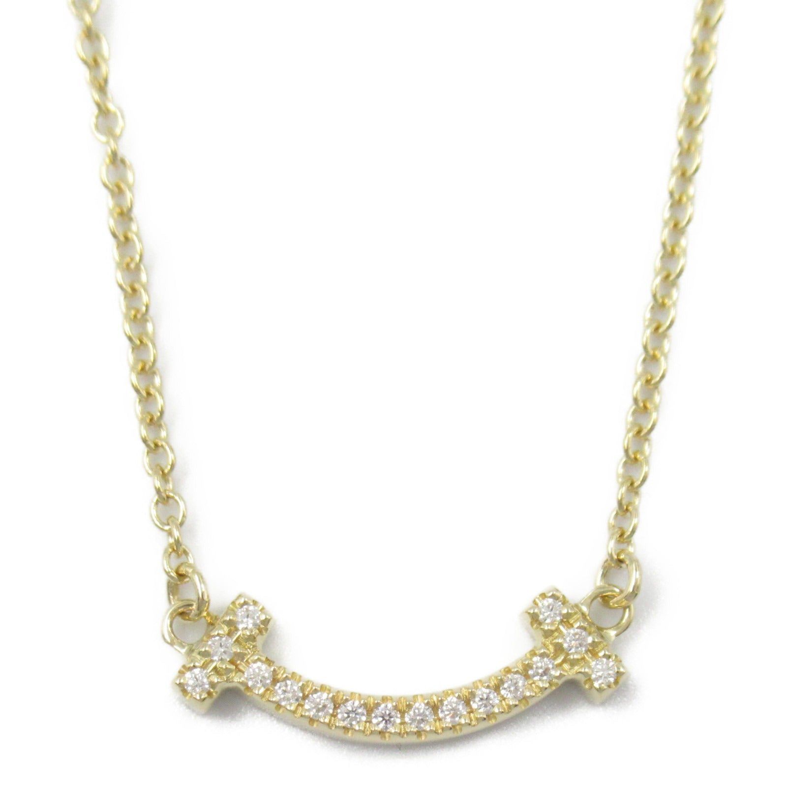 Tiffany & Co. Tiffany Co T Smile Mini Necklace K18 (Yellow Gold) Diamond Clear Size ONE SIZE - 2 Thumbnail