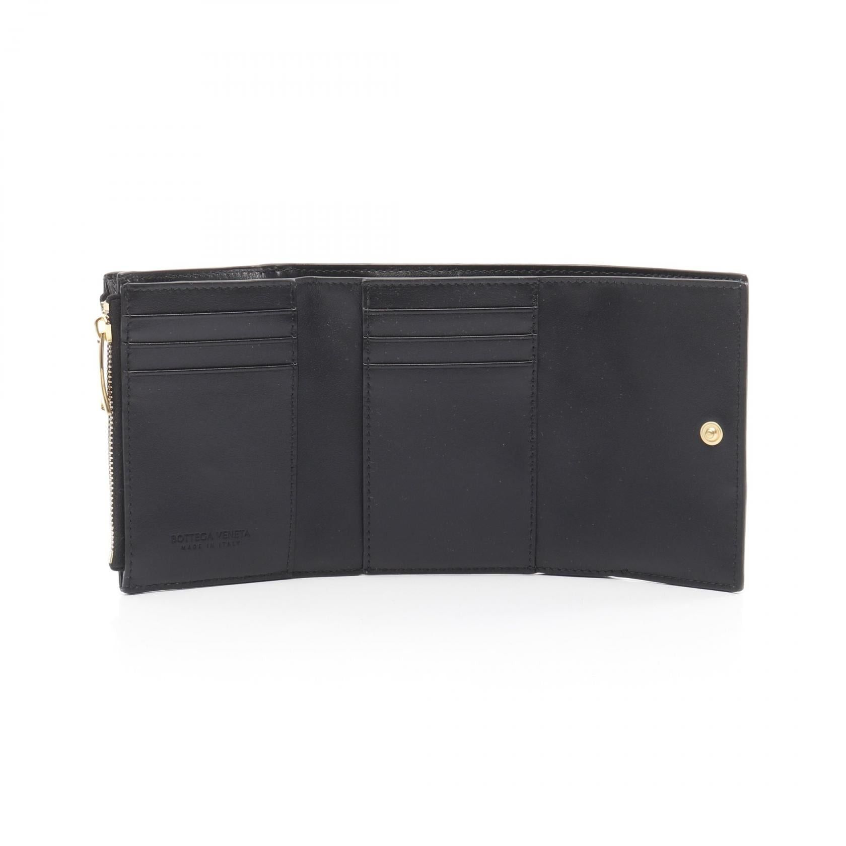 Bottega Veneta Bottega Veneta Cassette Maxi Intrecciato Trifold Wallet Leather Black Size ONE SIZE - 3 Thumbnail