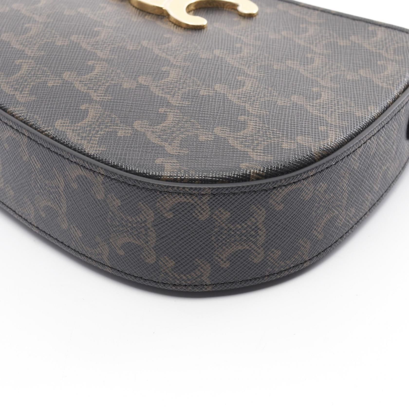 Celine Celine Medium Tilly Daily Triomphe Shoulder Bag Coated Canvas Leather Brown Size ONE SIZE - 5 Thumbnail