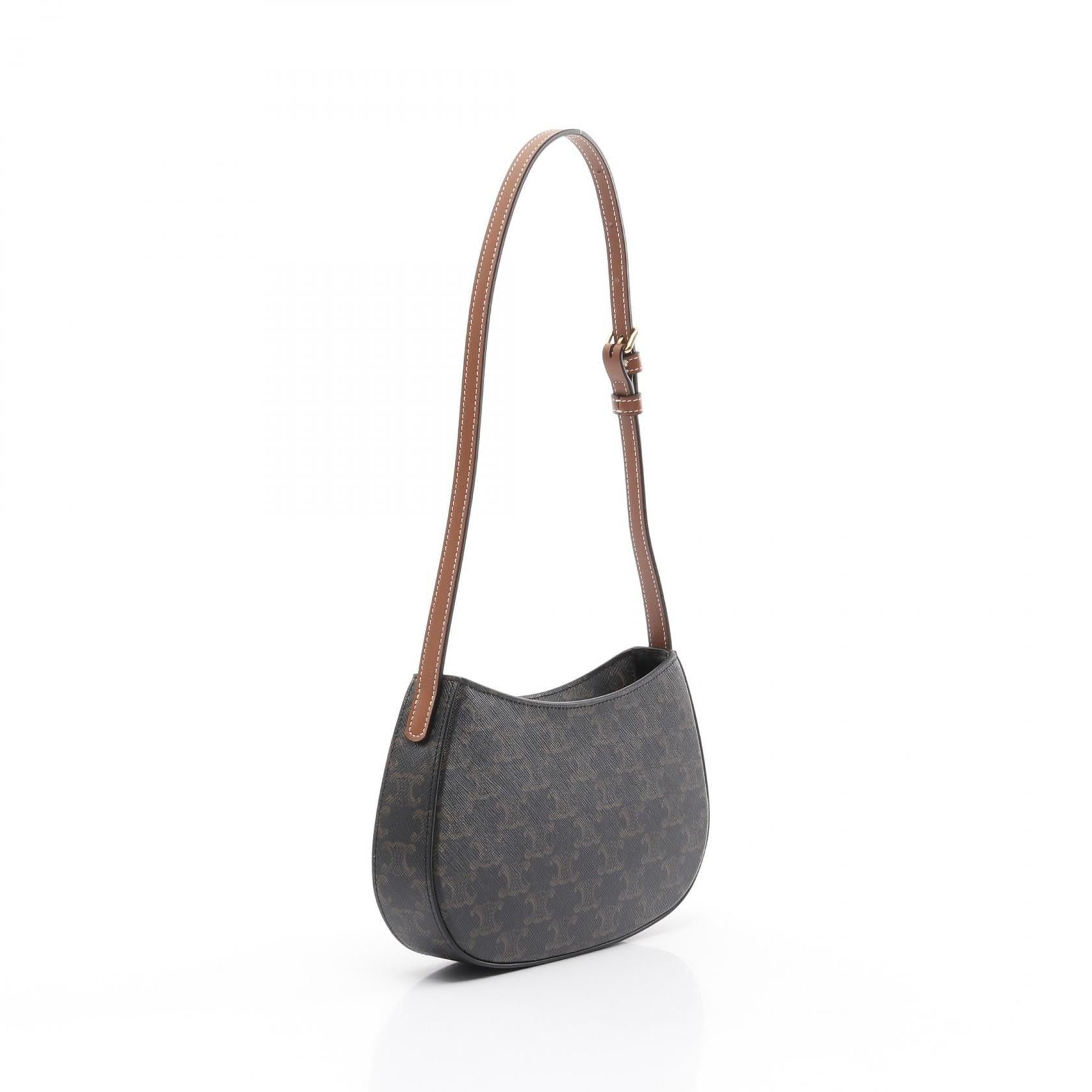 Celine Celine Medium Tilly Daily Triomphe Shoulder Bag Coated Canvas Leather Brown Size ONE SIZE - 2 Thumbnail