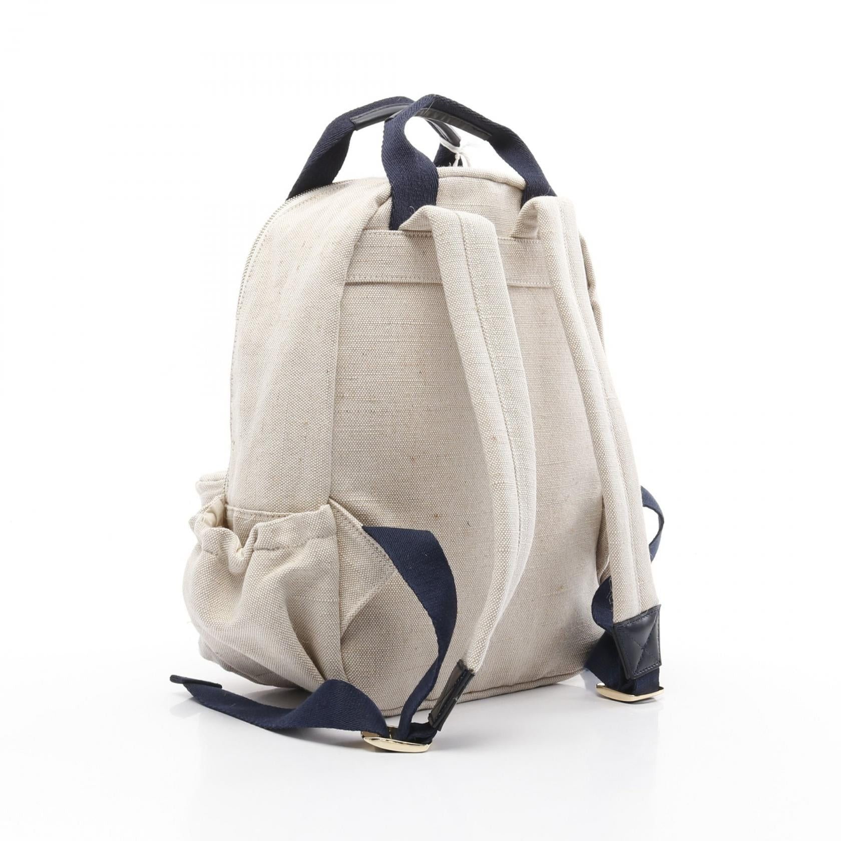 Chloe Backpack Rucksack Canvas Beige Navy