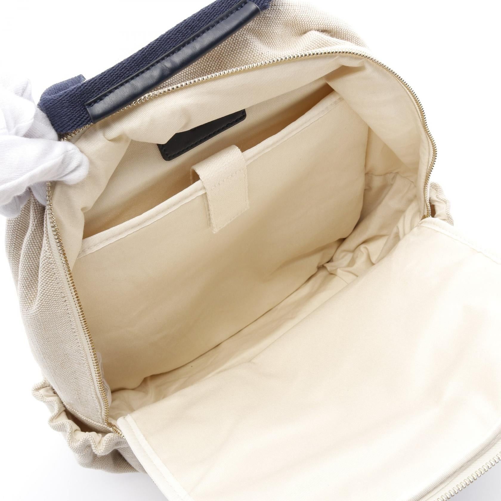 Chloe Backpack Rucksack Canvas Beige Navy