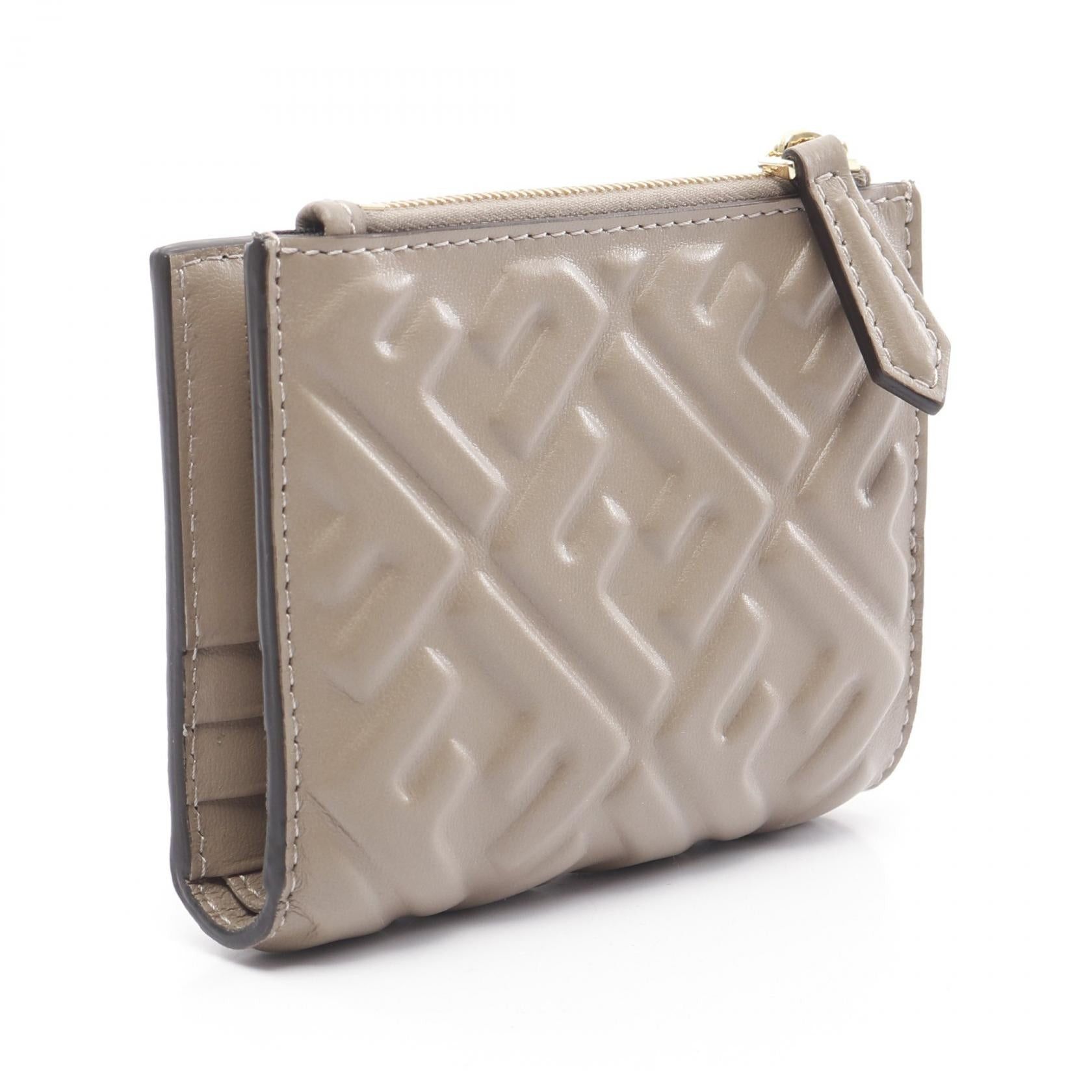 Fendi Fendi Slim Baguette Ff Pattern Bi-Fold Wallet Leather Beige Size ONE SIZE - 2 Thumbnail