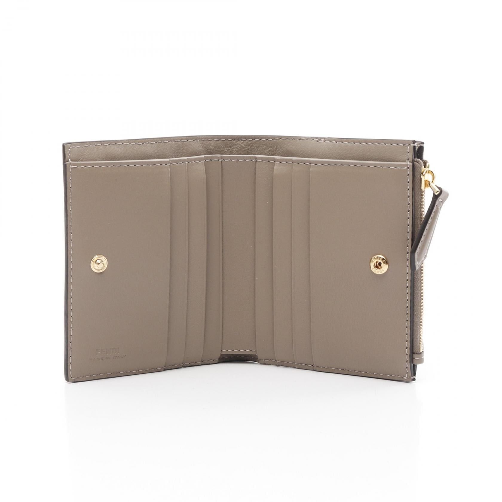 Fendi Fendi Slim Baguette Ff Pattern Bi-Fold Wallet Leather Beige Size ONE SIZE - 3 Thumbnail