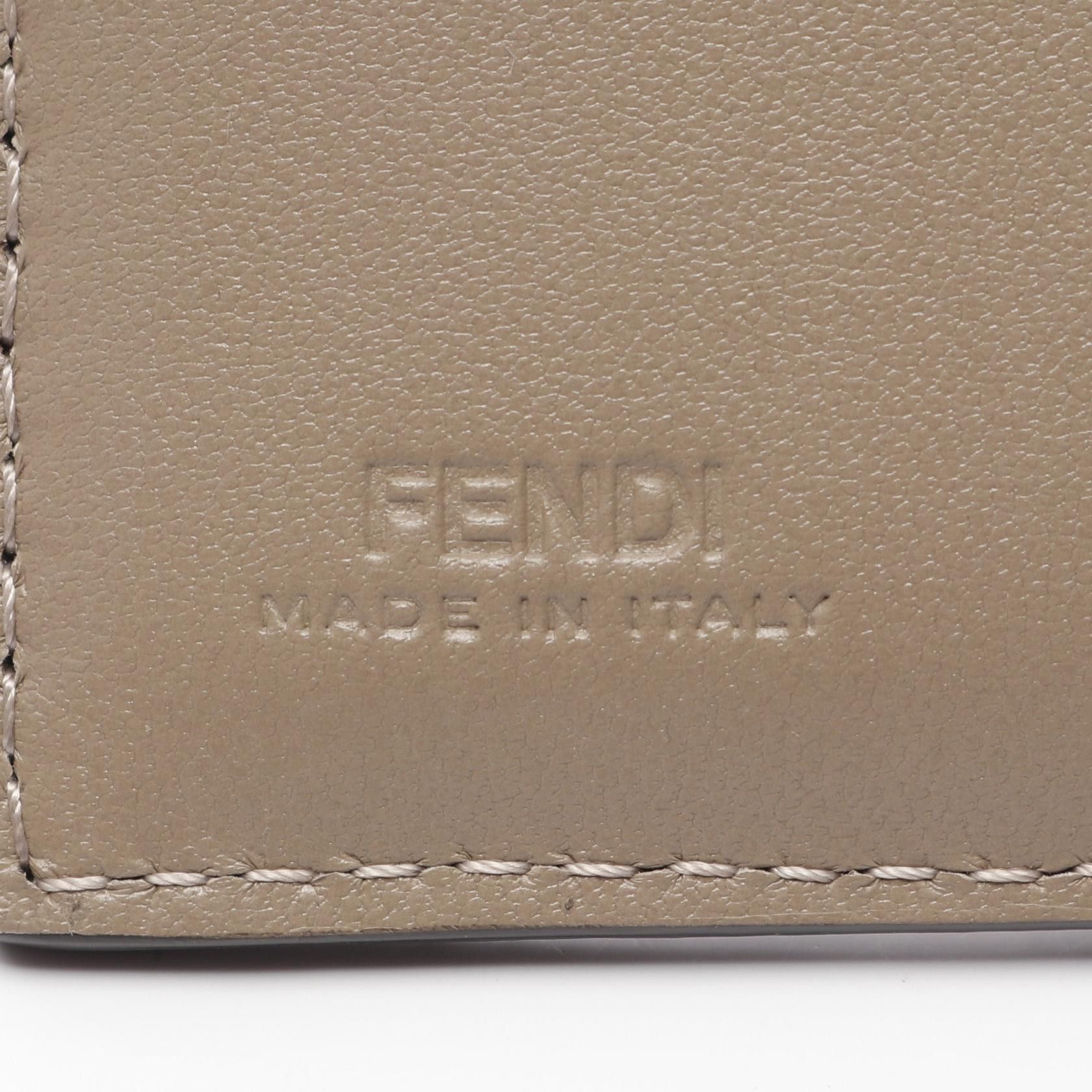 Fendi Fendi Slim Baguette Ff Pattern Bi-Fold Wallet Leather Beige Size ONE SIZE - 4 Thumbnail