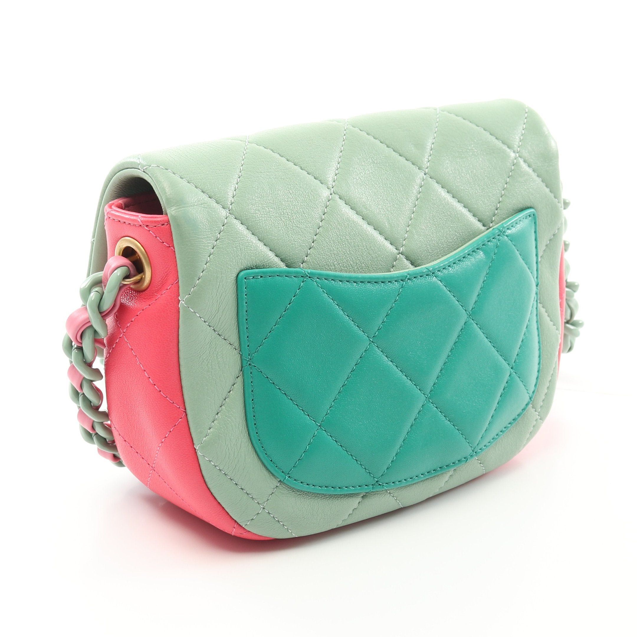 Chanel Chanel Matelasse Chain Shoulder Bag Leather Light Green Pink Multicolor Gold Hardware Size ONE SIZE - 2 Thumbnail