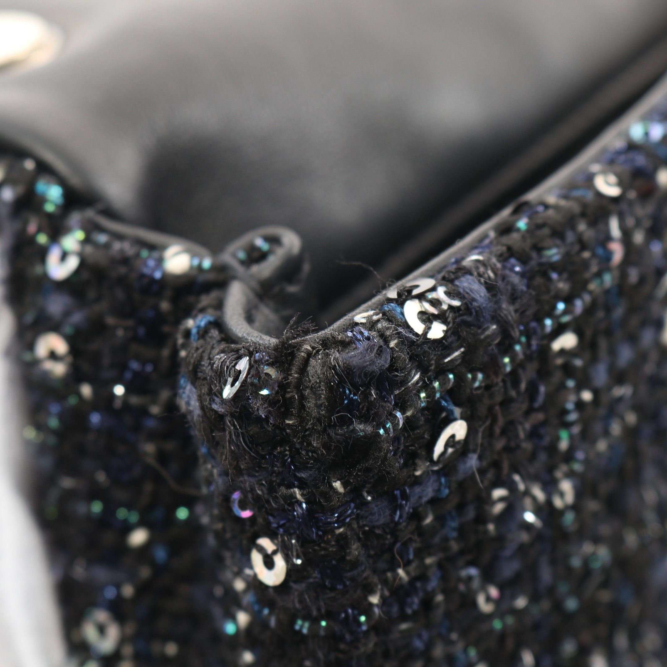 Chanel Chanel Coco Mark Fake Pearl Chain Shoulder Bag Tweed Navy Gold Hardware Sequin Size ONE SIZE - 9 Thumbnail
