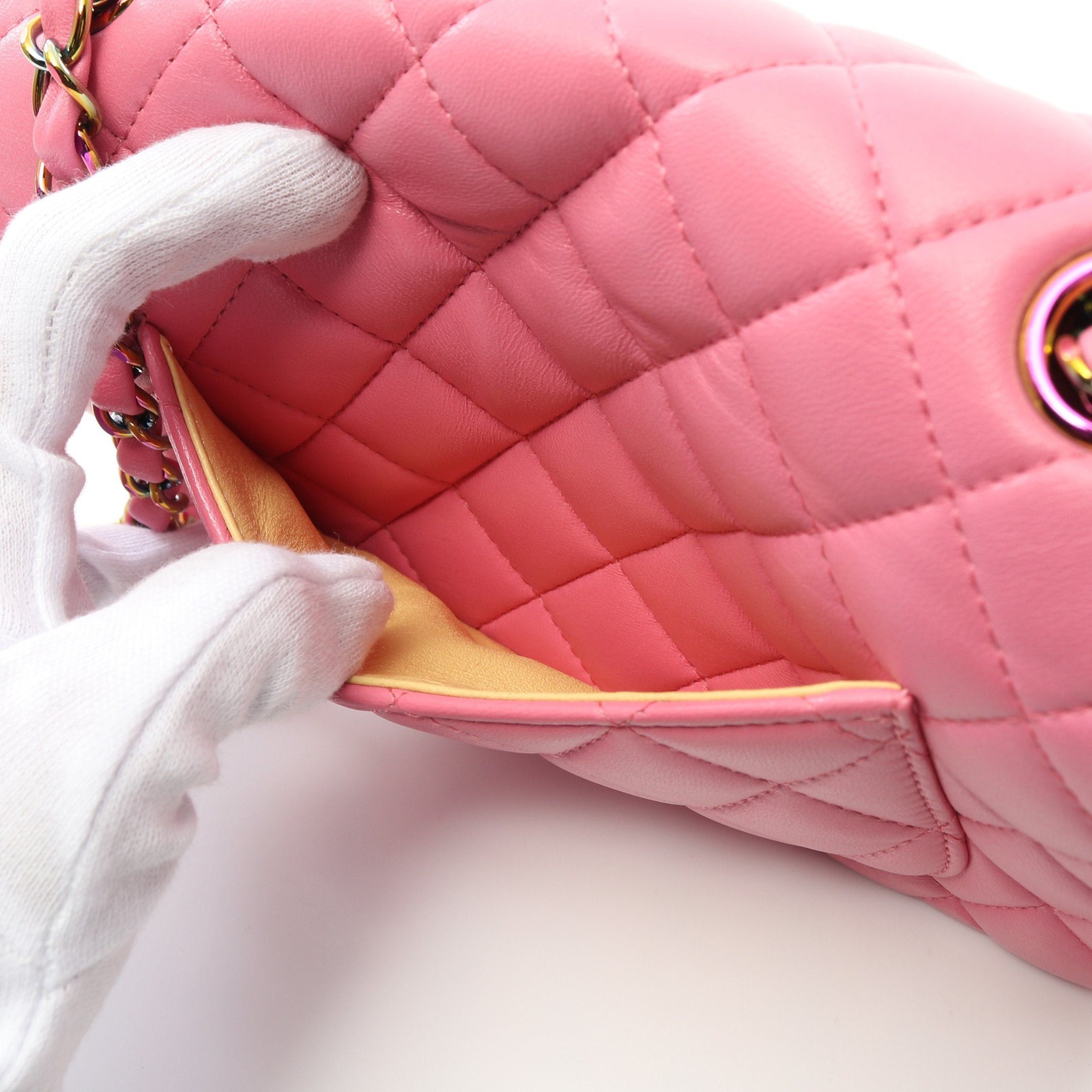 Chanel Chanel Mini Matelasse 20 Chain Shoulder Bag Lambskin Pink Rainbow Metal Fittings Size ONE SIZE - 8 Thumbnail