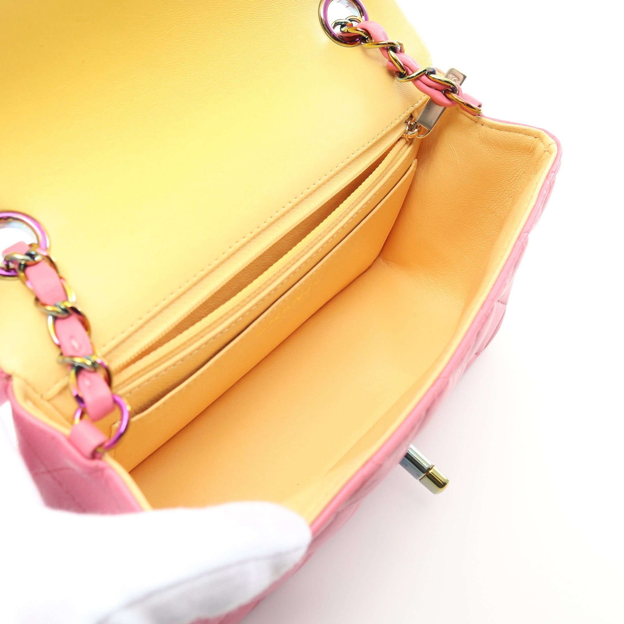 Chanel Chanel Mini Matelasse 20 Chain Shoulder Bag Lambskin Pink Rainbow Metal Fittings Size ONE SIZE - 3 Thumbnail