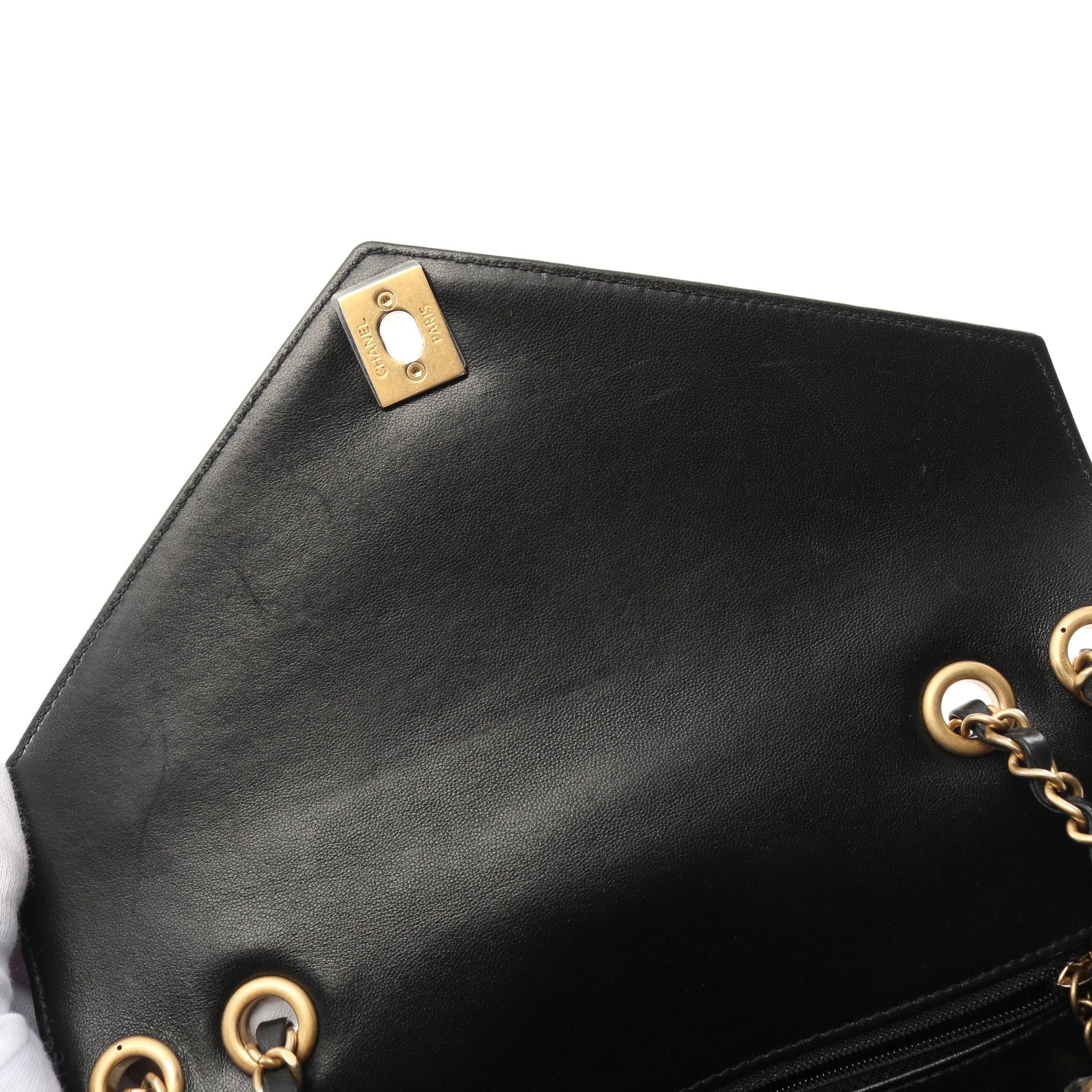 Chanel Chanel Chevron V-Stitch Chain Shoulder Bag Lambskin Black Gold Hardware Size ONE SIZE - 6 Thumbnail