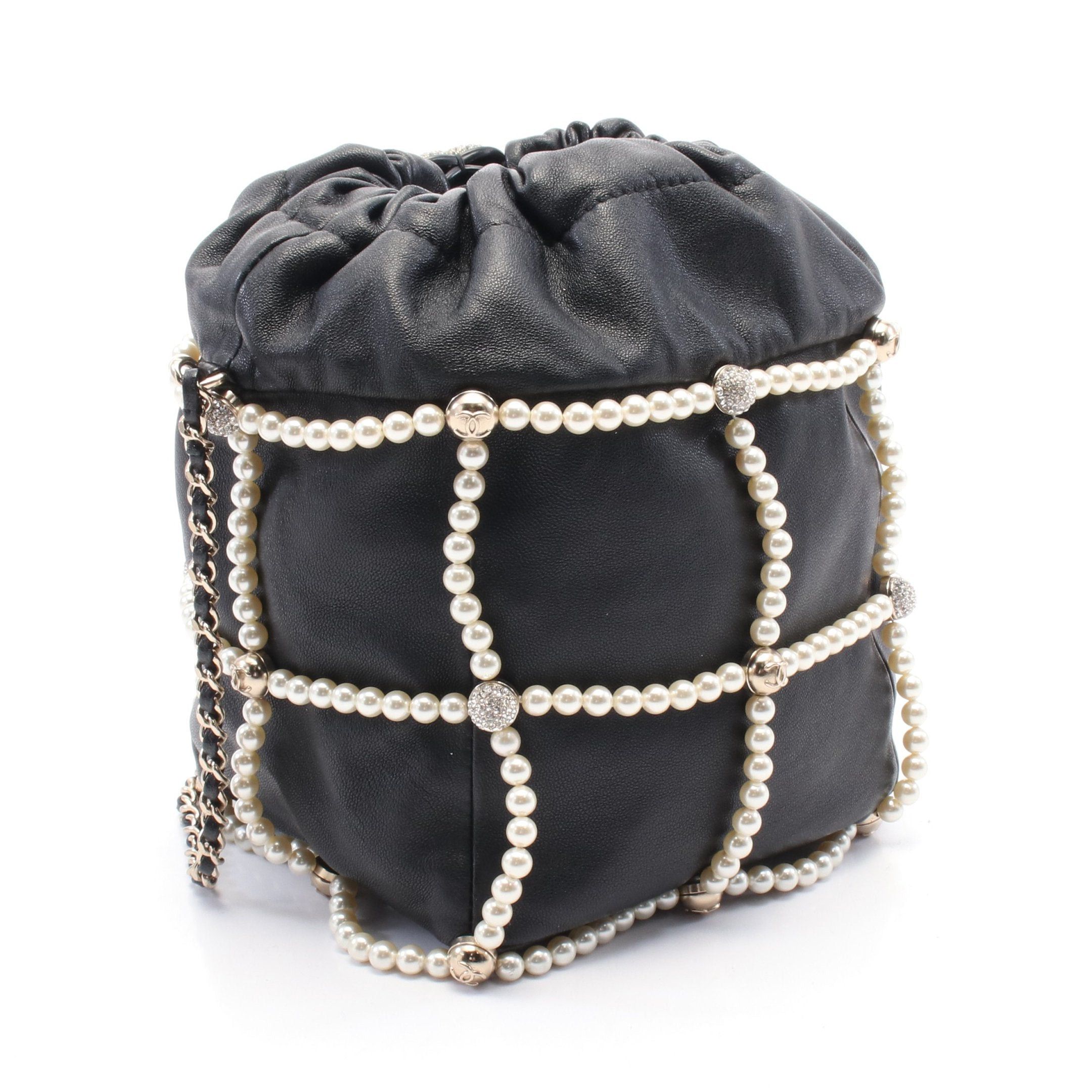 Chanel Chanel Coco Mark Purse Chain Shoulder Bag Lambskin Black Gold Hardware Fake Pearl Size ONE SIZE - 2 Thumbnail