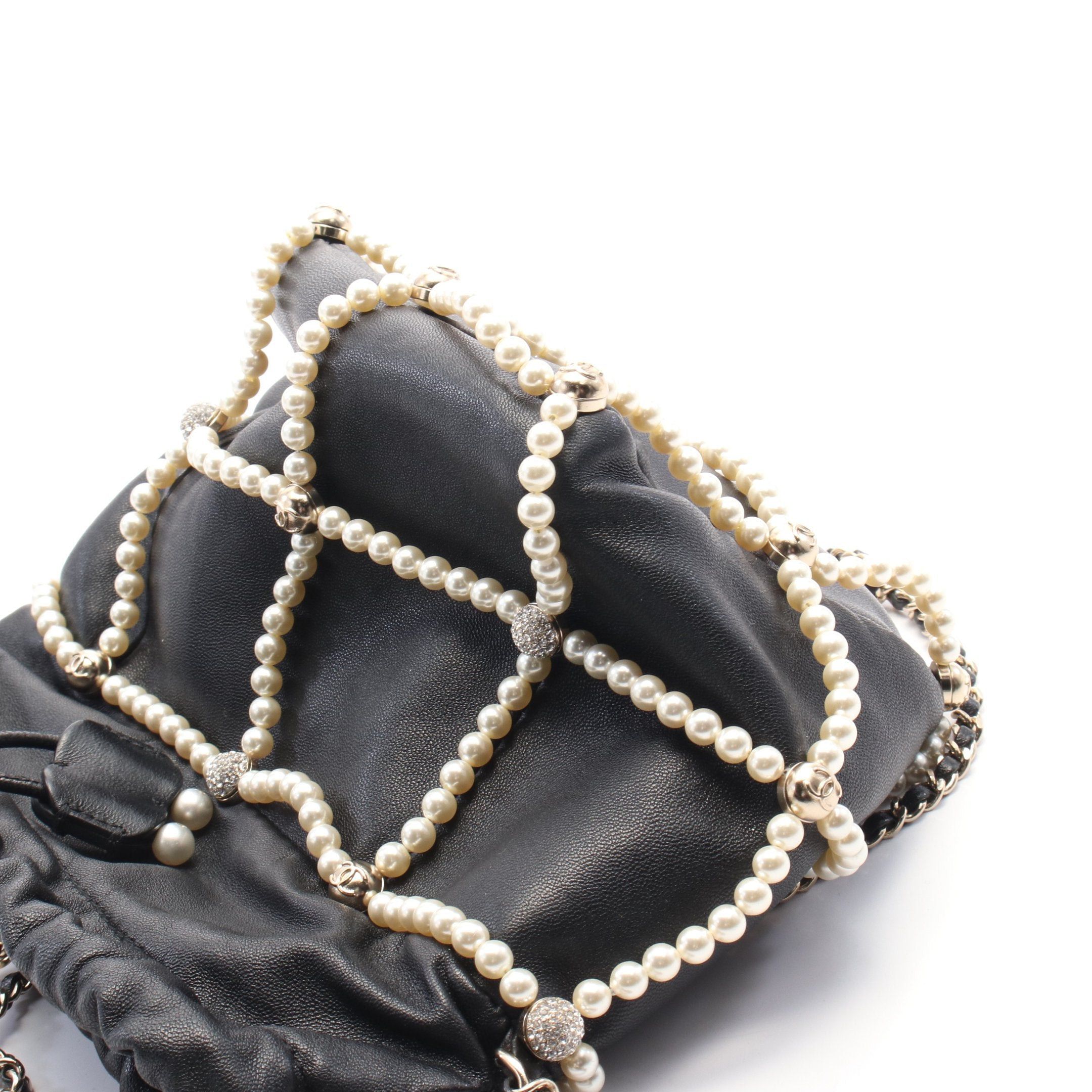Chanel Chanel Coco Mark Purse Chain Shoulder Bag Lambskin Black Gold Hardware Fake Pearl Size ONE SIZE - 6 Thumbnail