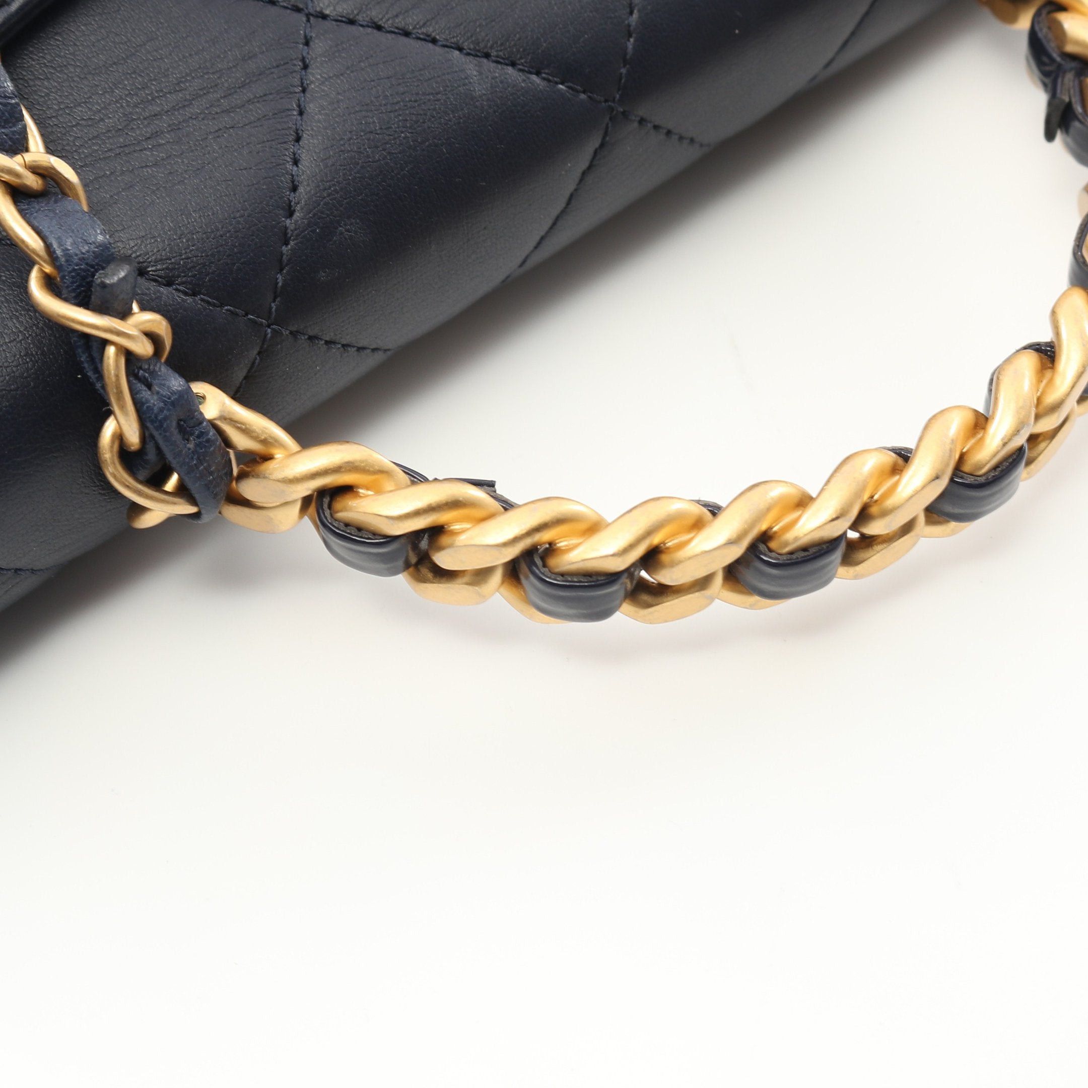Chanel Chanel Top Handle Matelasse Chain Shoulder Bag Lambskin Navy Gold Hardware Size ONE SIZE - 6 Thumbnail