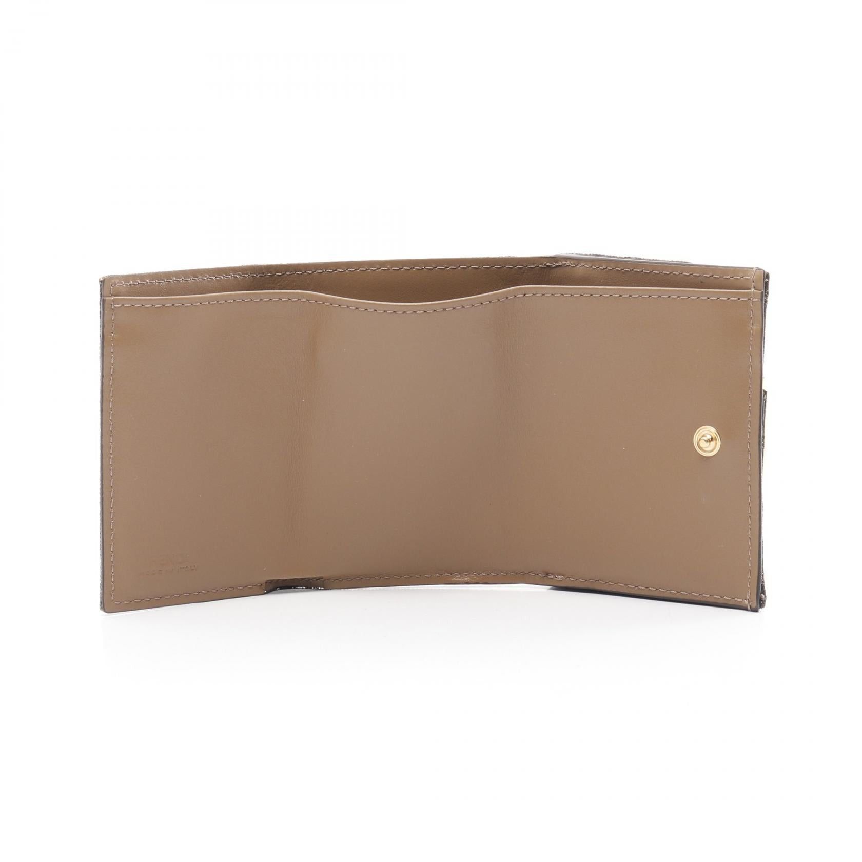 Fendi Fendi Bucket Zucca Trifold Wallet Canvas Leather Brown Size ONE SIZE - 3 Thumbnail