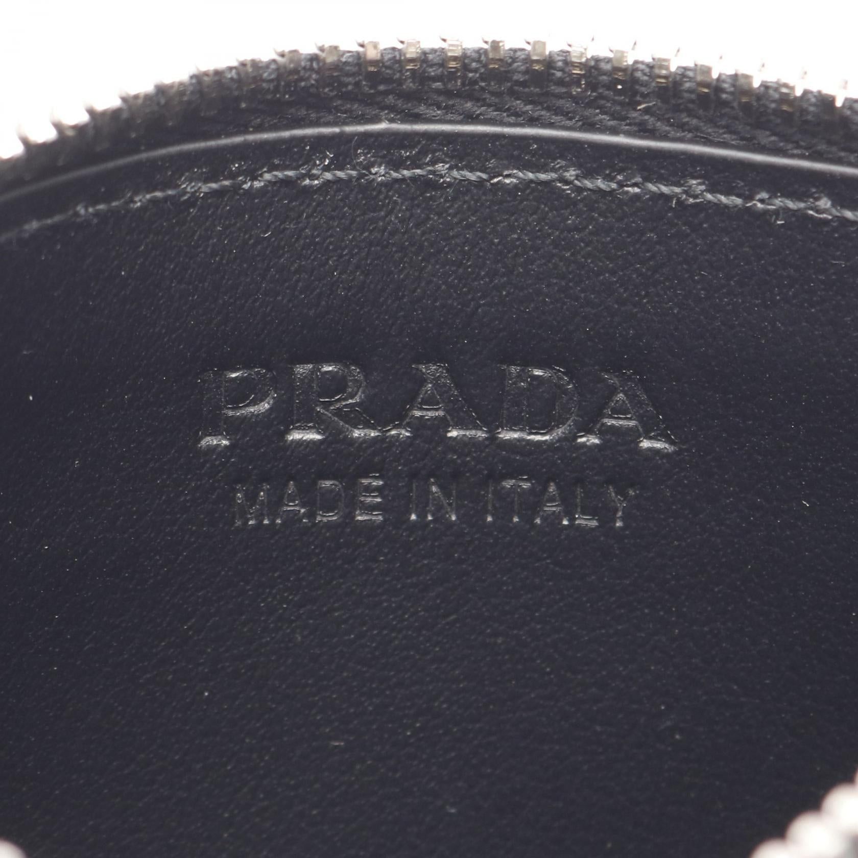 Prada Prada Saffiano Triangolo Coin Purse Leather Black Size ONE SIZE - 4 Thumbnail