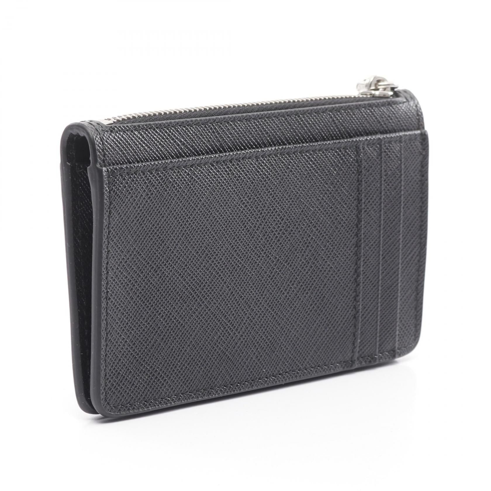 Prada Prada Saffiano Triangolo Coin Purse Leather Black Size ONE SIZE - 2 Thumbnail