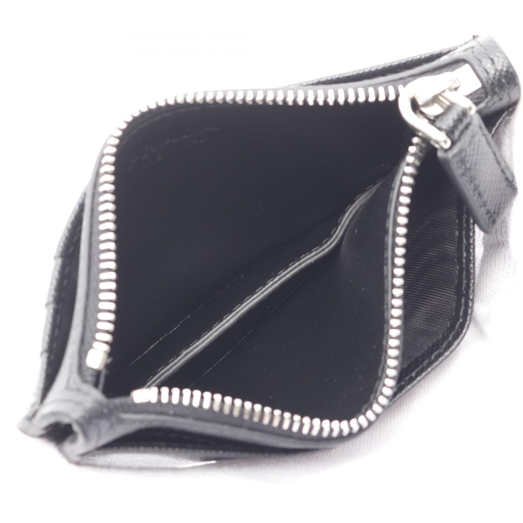 Prada Prada Saffiano Triangolo Coin Purse Leather Black Size ONE SIZE - 3 Thumbnail