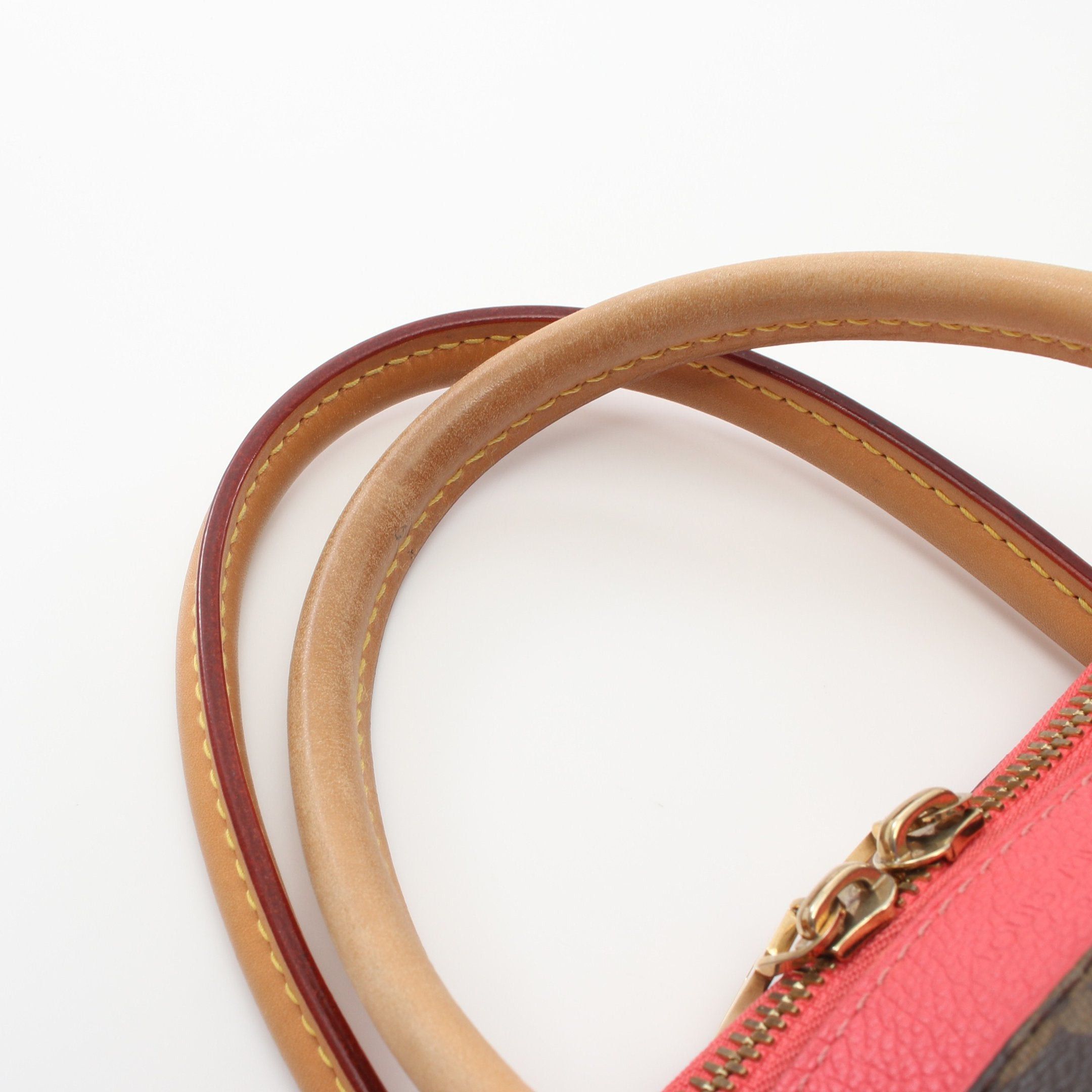 Louis Vuitton Louis Vuitton Pallas Monogram Handbag Leather Brown Pink Red Size ONE SIZE - 7 Thumbnail